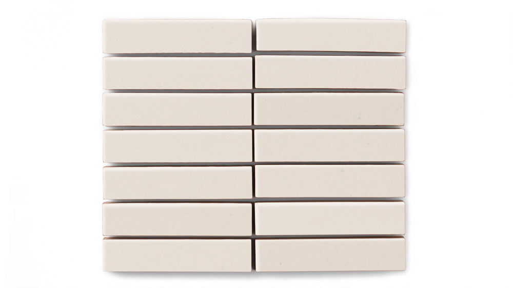 1x4 Straight Set Sheeted Original Ceramic Mosaic Tile in Ivory Gloss