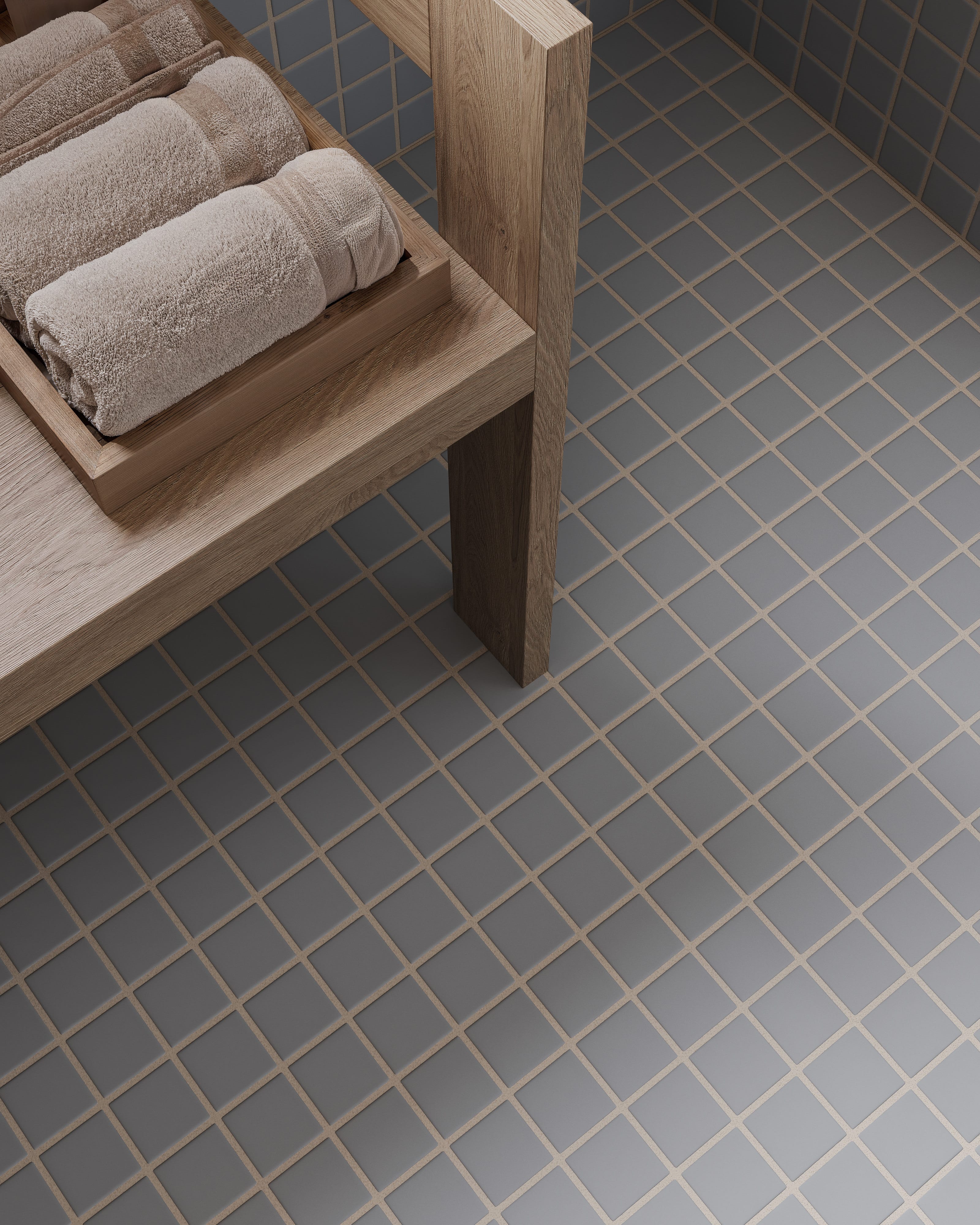 2x2 Straight Set Sheeted Natural Press Ceramic Mosaic Tile in Alberta Blue Matte