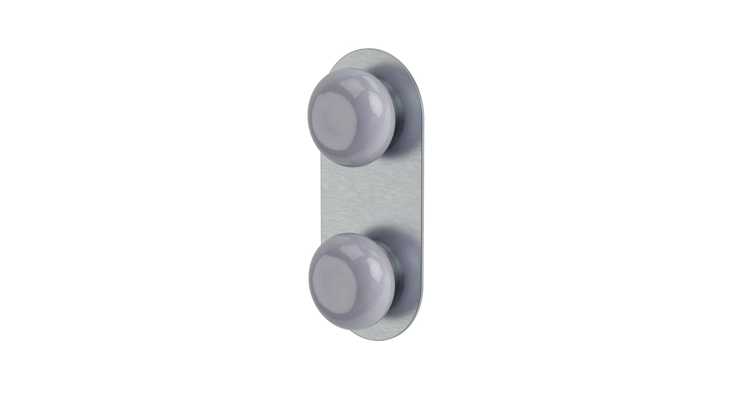Foundry Two Handle Wall Mount Shower Trim with Pebble Ceramic Knob Handles in Satin Chrome
