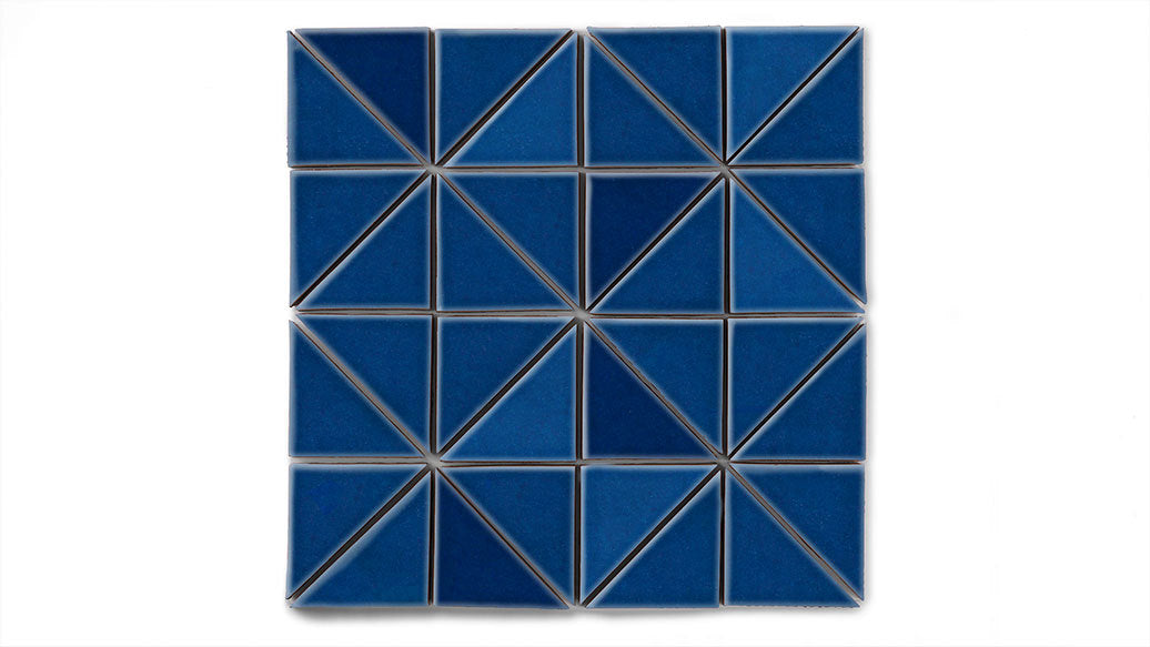 3" Triangle Sheeted - Quadrant Original Ceramic Mosaic Tile in Lake Tahoe Gloss