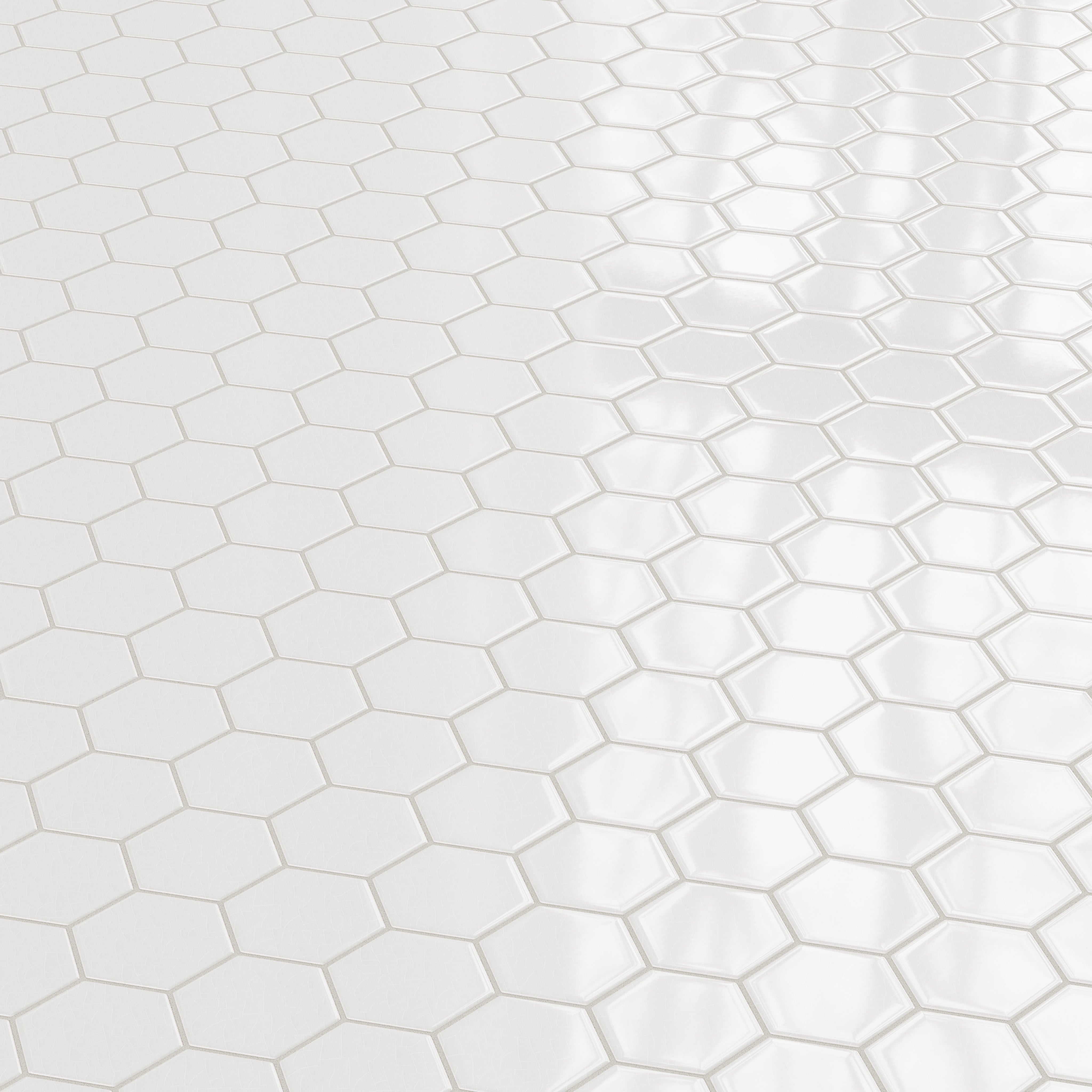 4" Hexagon Original Ceramic Tile in Frost Gloss