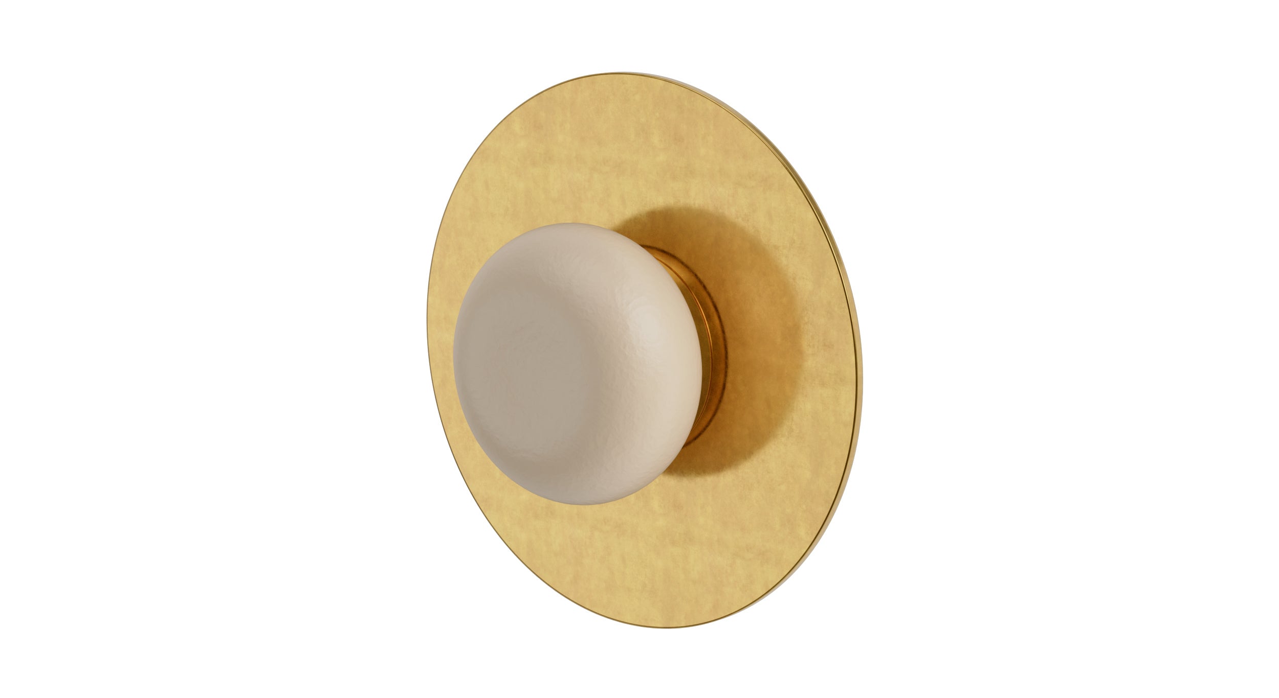 Foundry One Handle Wall Mount Shower Trim with Pebble Ceramic Knob Handle in French Brass
