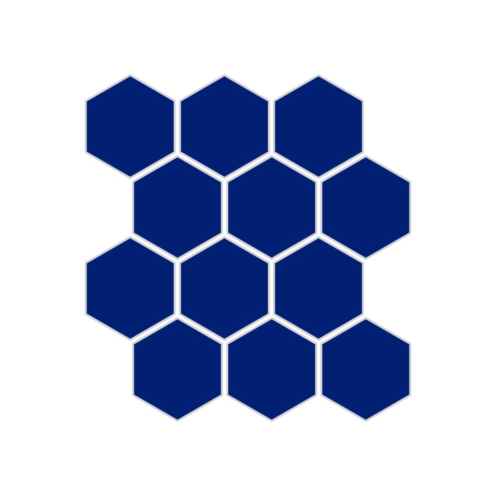 2" Hexagon Sheeted Original Ceramic Mosaic Tile in Azul Matte