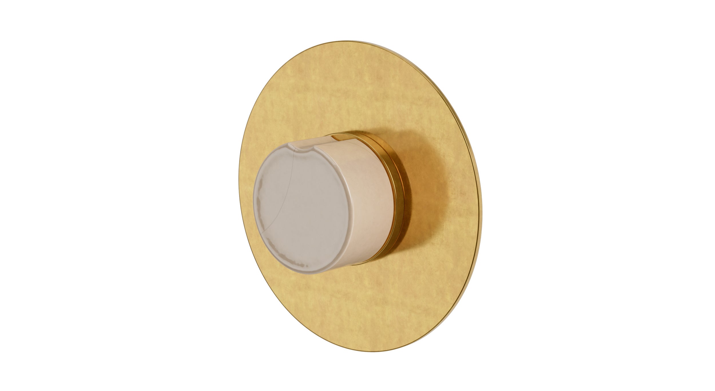Foundry One Handle Wall Mount Shower Trim with Groove Ceramic Knob Handle in French Brass