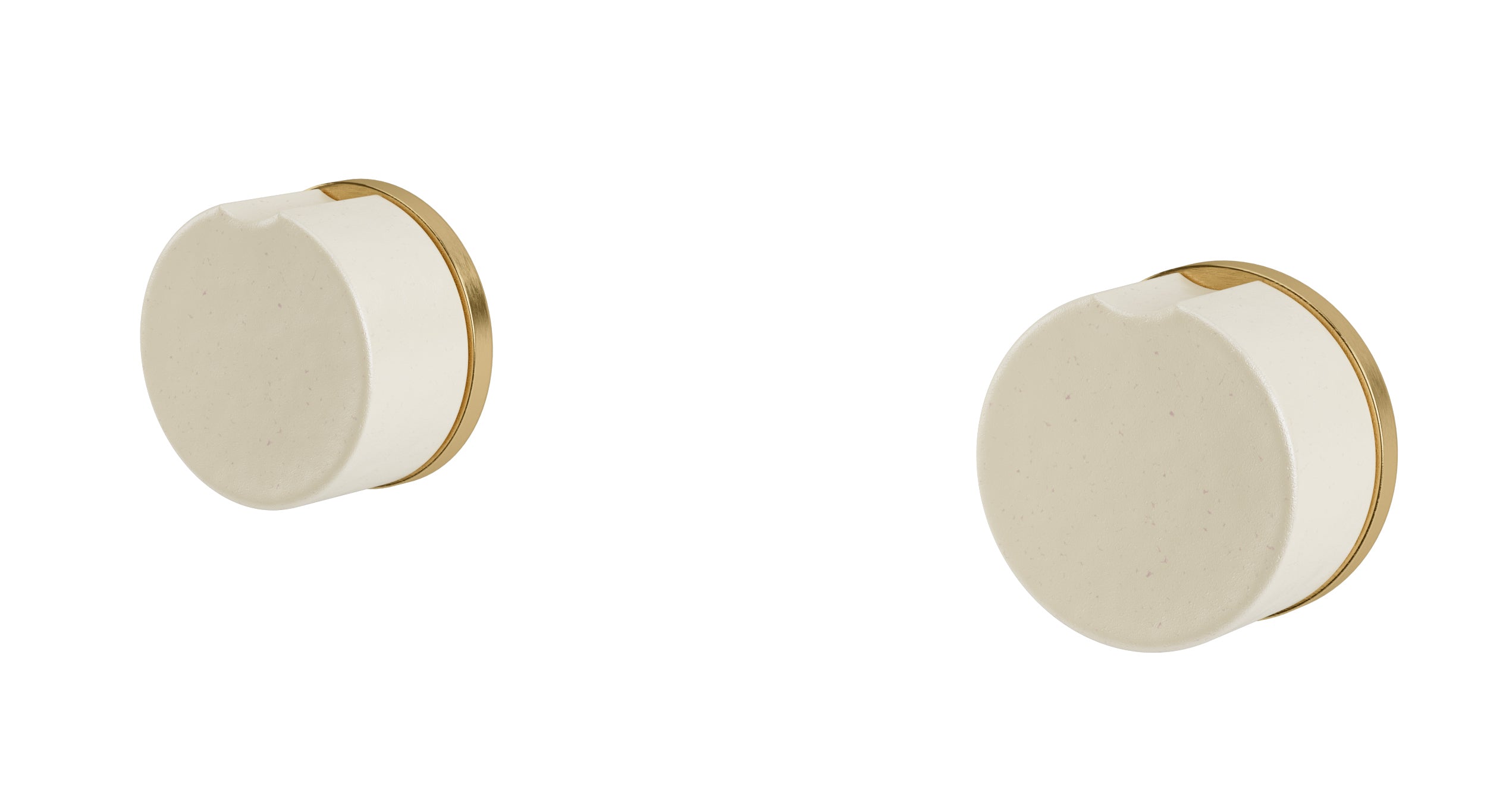 Foundry Two Handle Wall Mount Bath Trim with Groove Ceramic Knob Handles in Satin Brass