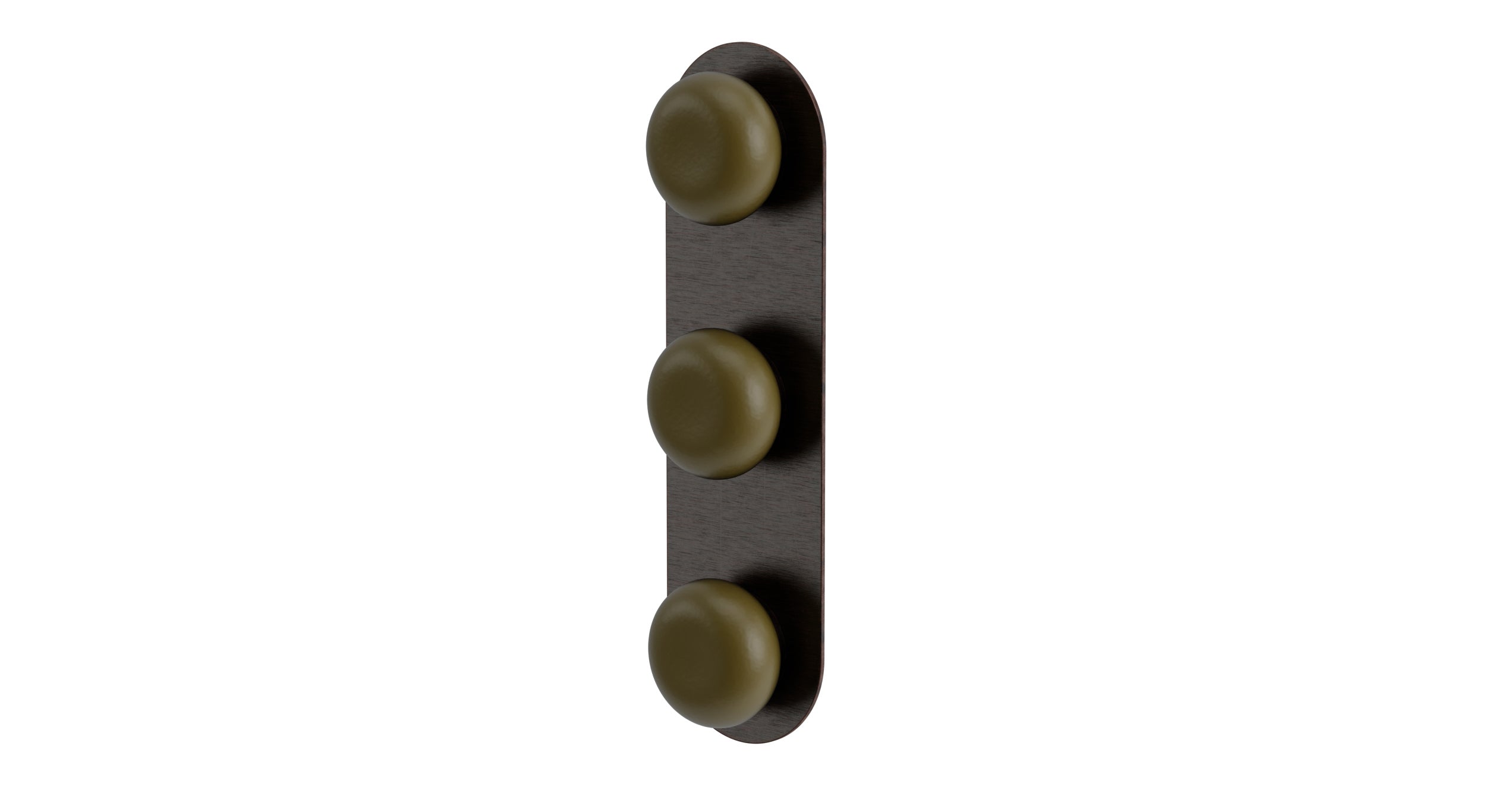 Foundry Three Handle Wall Mount Shower Trim with Pebble Ceramic Knob Handles in Antique Bronze