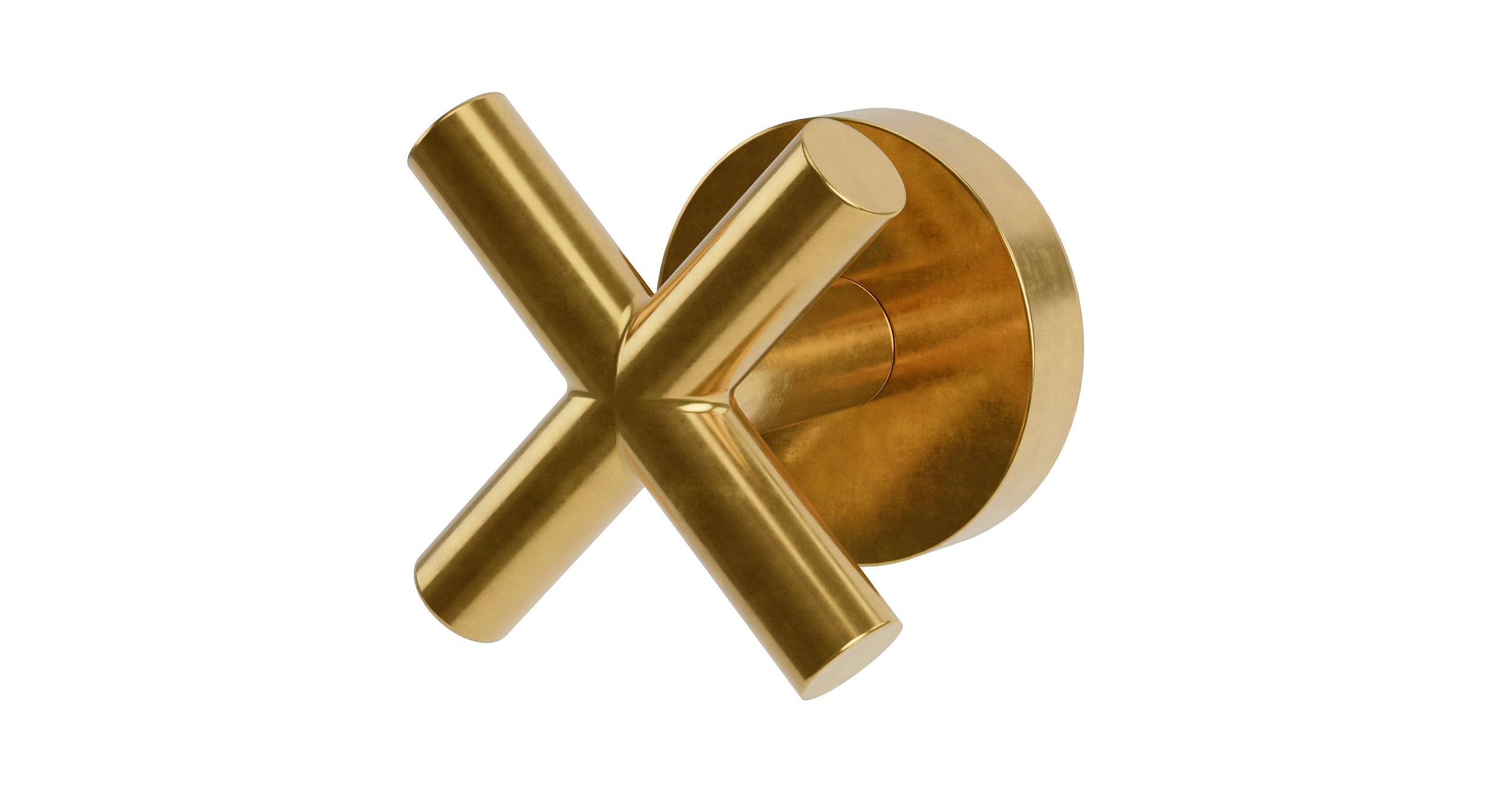 Contour One Handle Wall Mount Diverter/Volume Control Shower Trim with Soft Cross Handle in French Brass