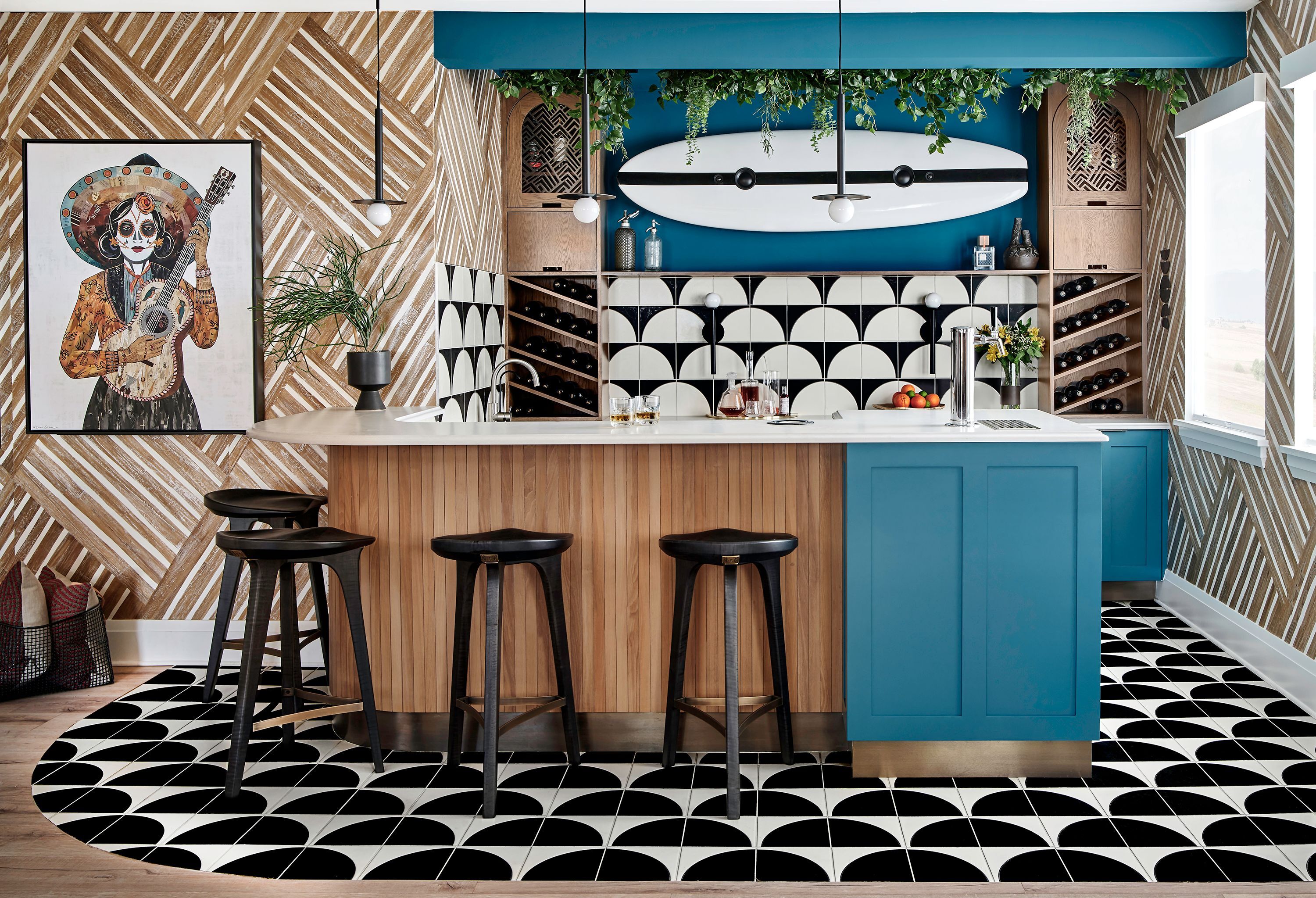 8x8 Handpainted Tile Fallow in Cool Motif