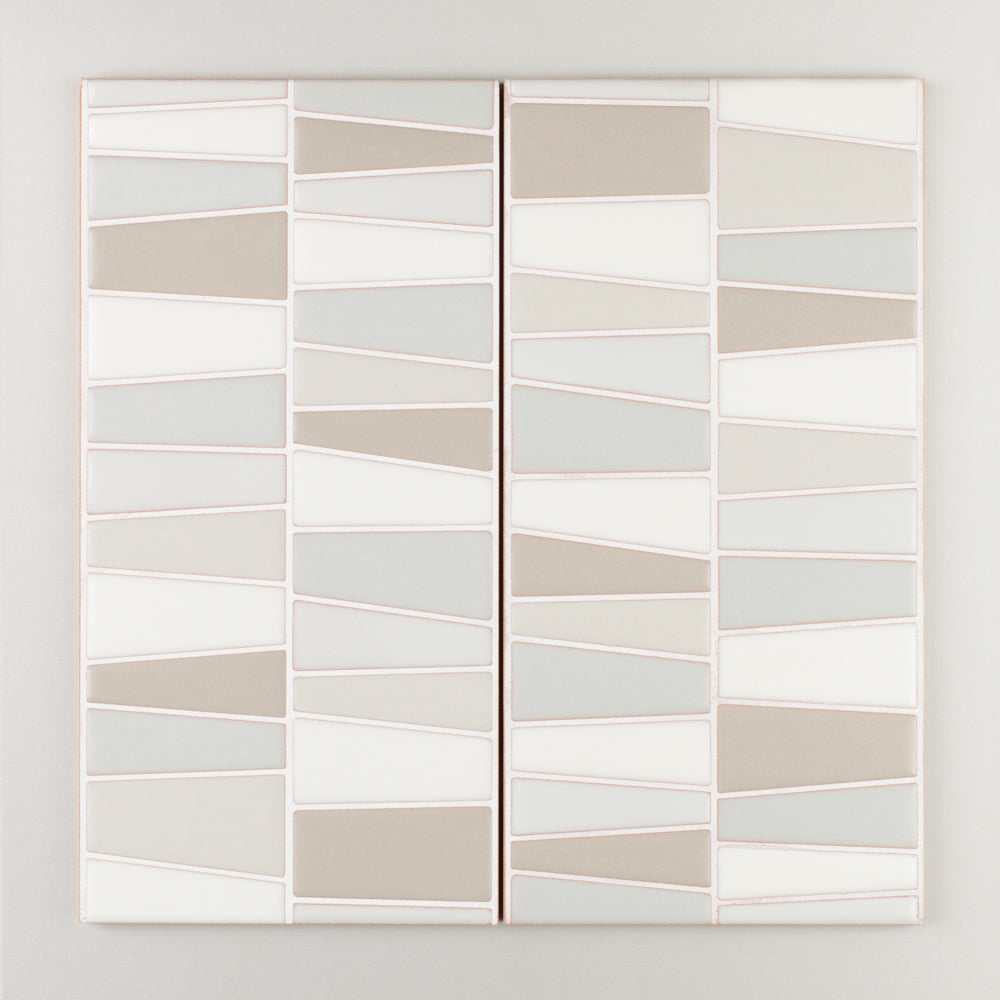 6x12 Handpainted Tile River Rock in Neutral Motif