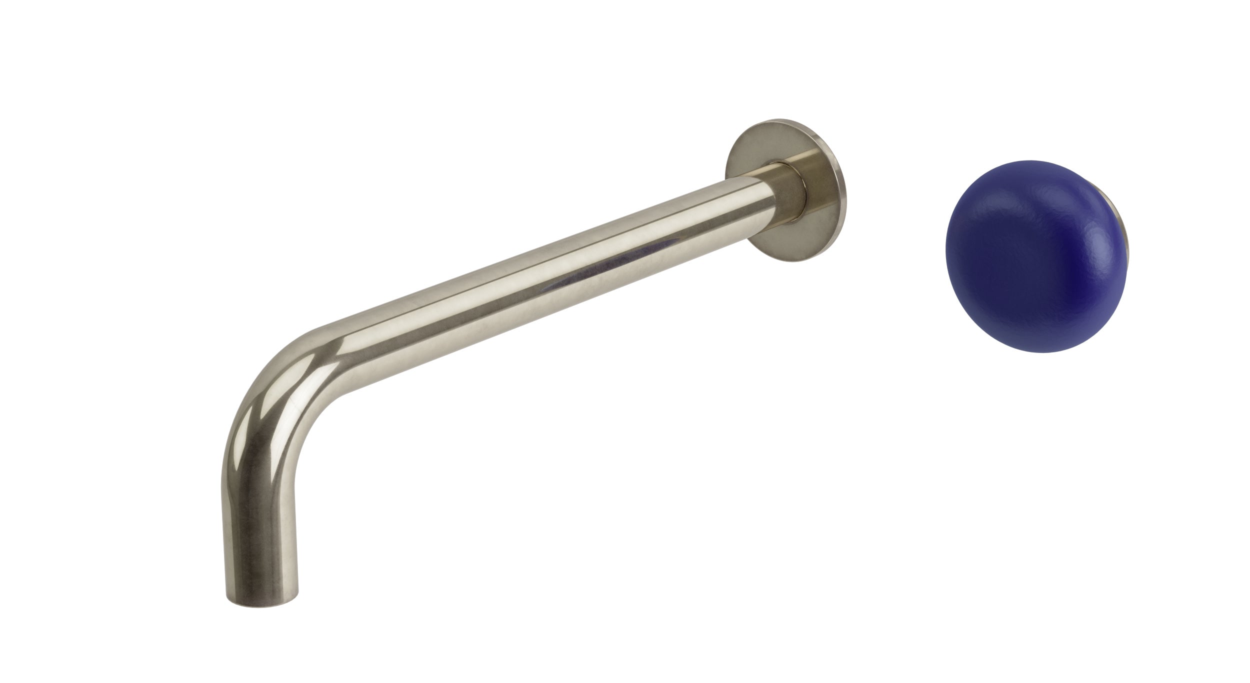Foundry One Handle Wall Mount 10" Lavatory Faucet with Pebble Ceramic Knob Handle in French Nickel