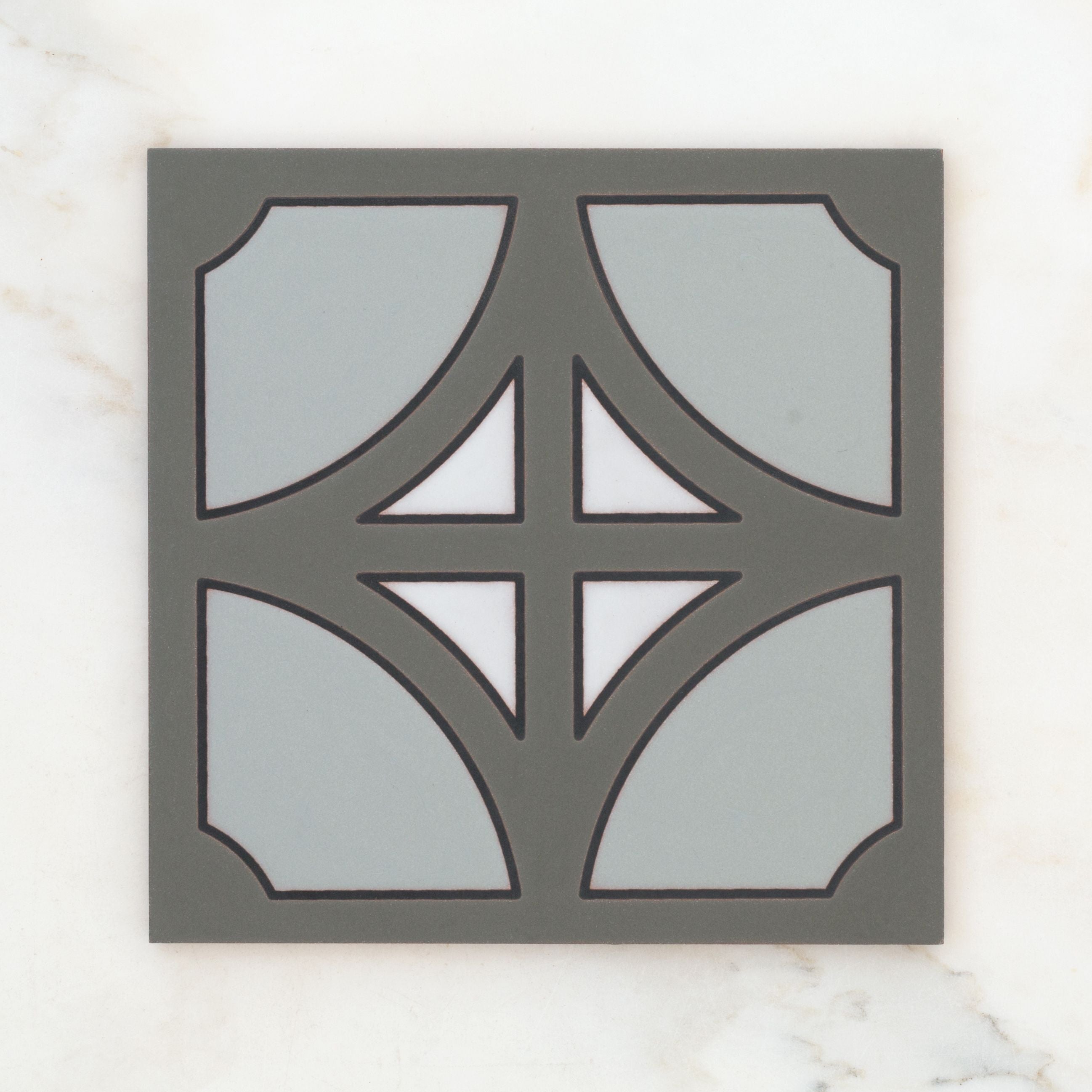 8x8 Handpainted Tile Denver in Grey Motif