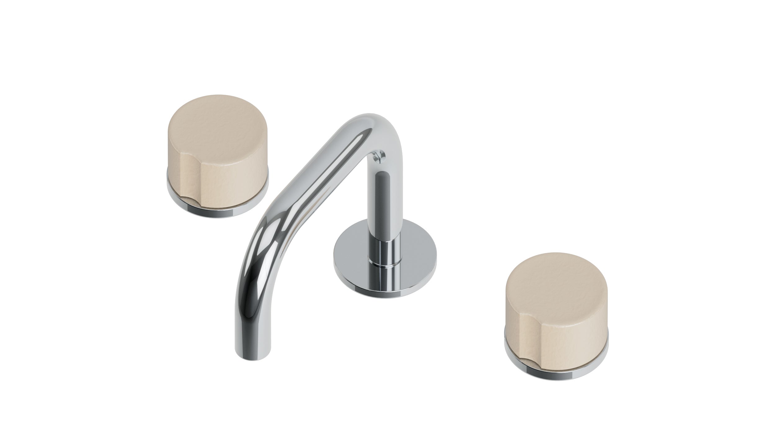 Foundry Two Handle Deck Mount Squaretop Lavatory Faucet with Groove Ceramic Knob Handles in Polished Chrome