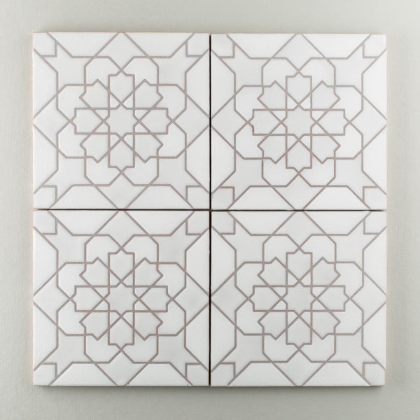 8x8 Handpainted Tile Sintra in Neutral Motif