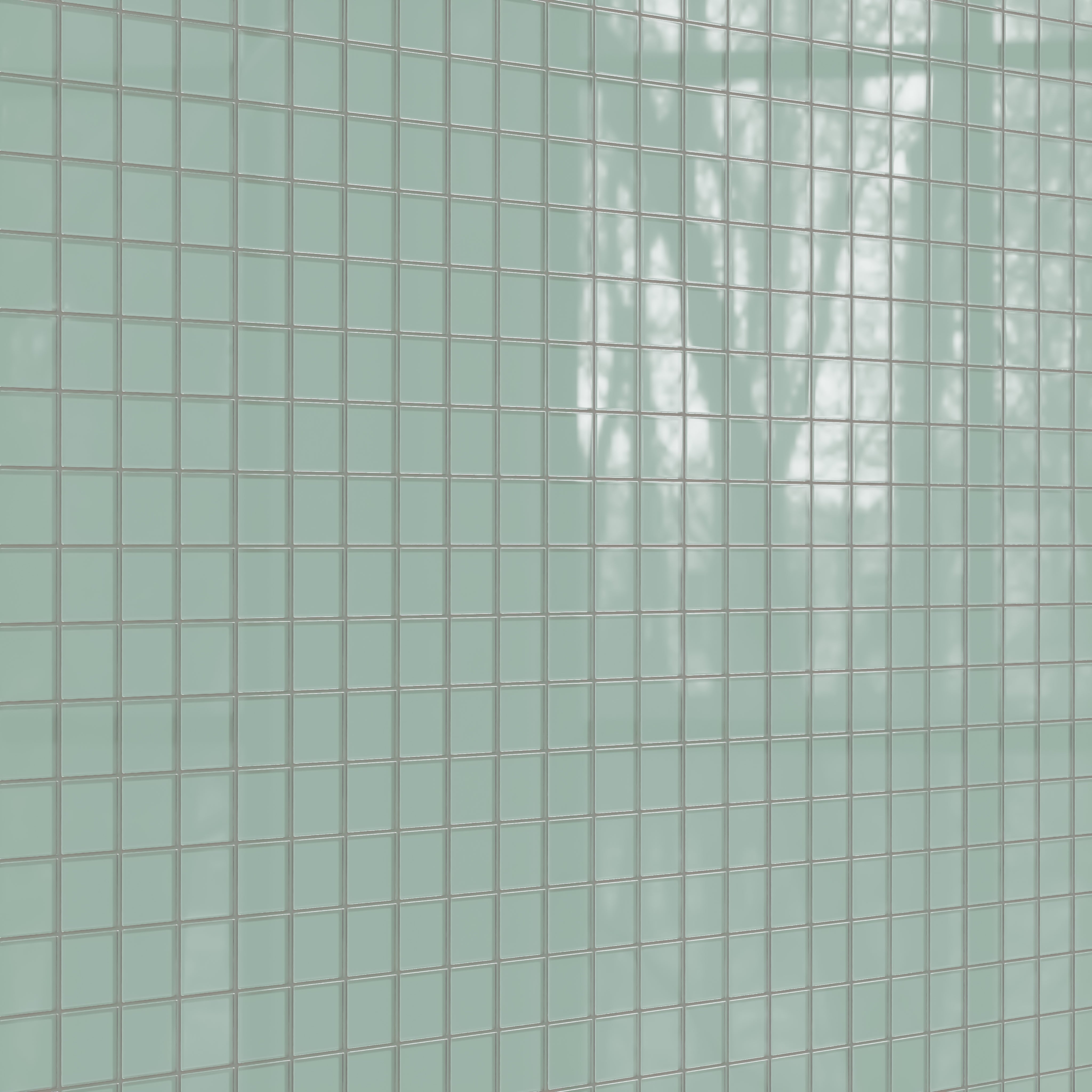 3x3 Straight Set Sheeted Glass Mosaic Tile in Kingfisher Gloss