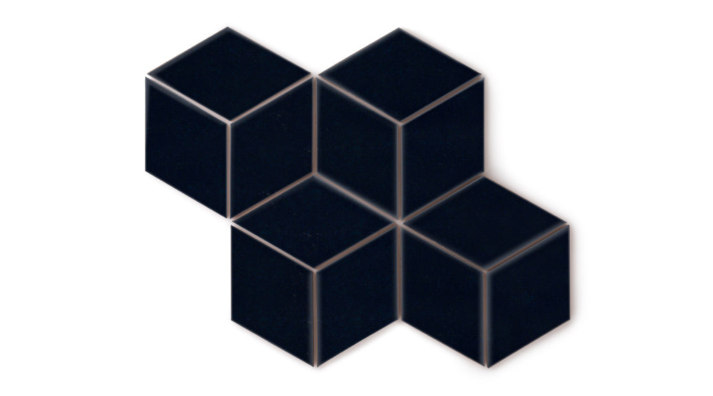 Large Diamond Original Ceramic Tile in Navy Blue Gloss