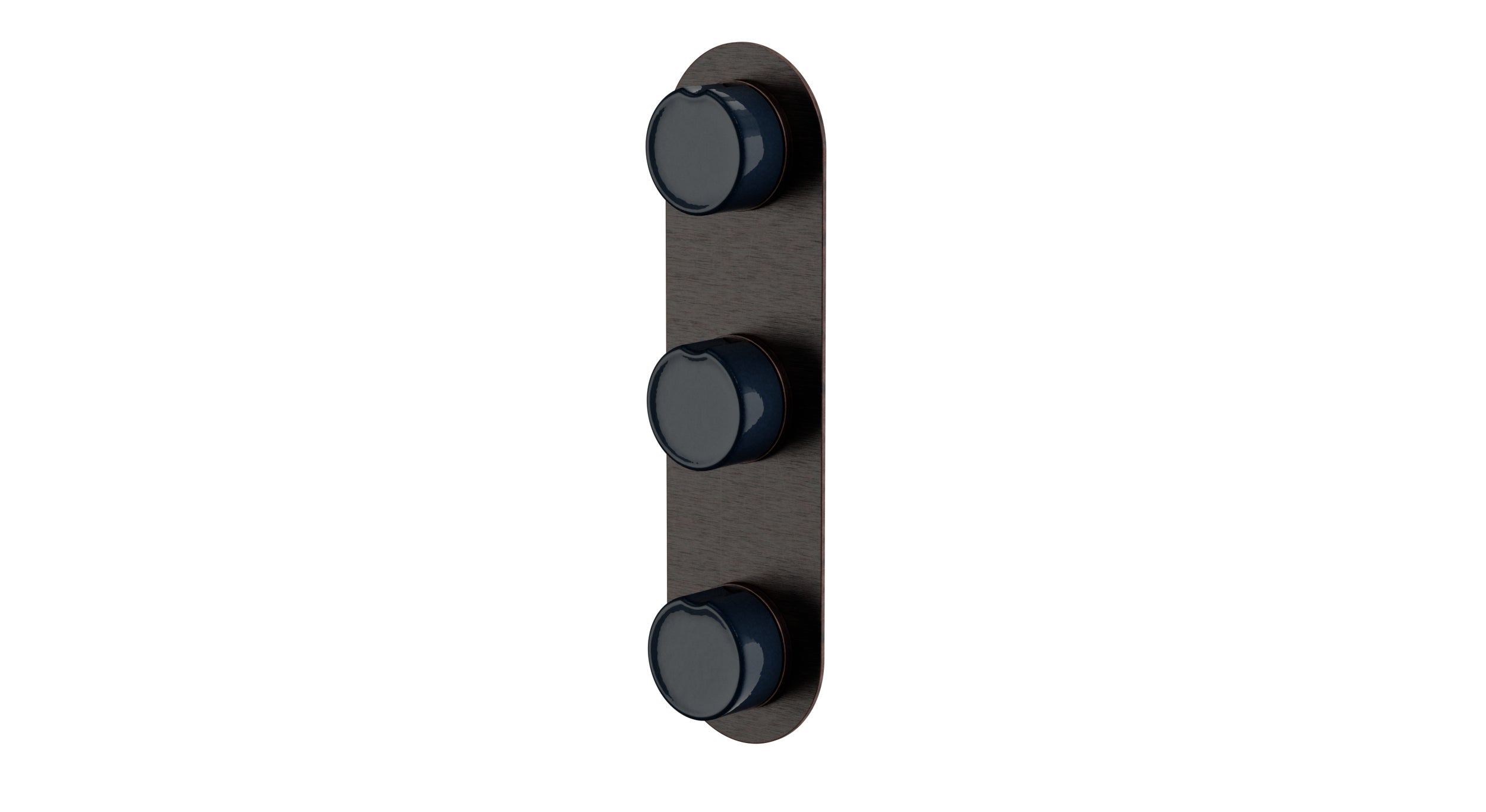 Foundry Three Handle Wall Mount Shower Trim with Groove Ceramic Knob Handles in Antique Bronze