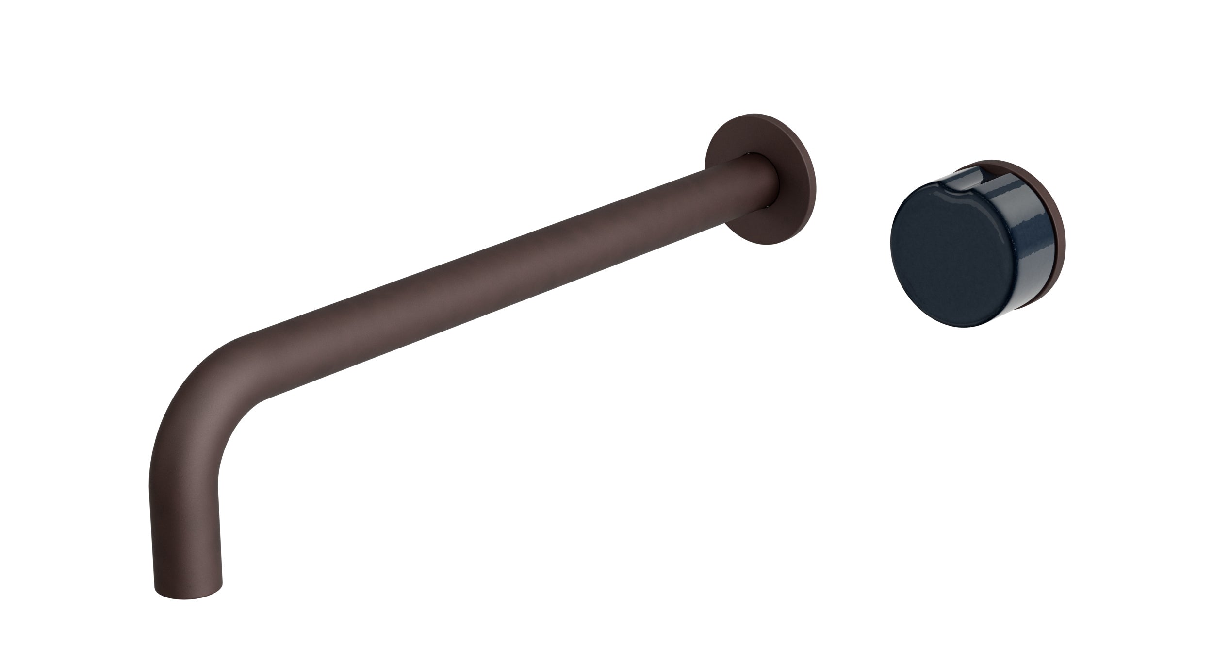 Foundry One Handle Wall Mount 12" Lavatory Faucet with Groove Ceramic Knob Handle in Architectural Copper