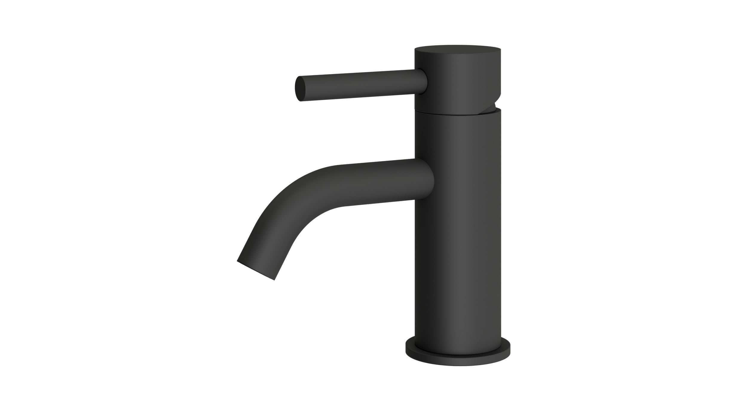 Contour One Handle Deck Mount Monoblock Lavatory Faucet with Soft Lever Handle in Matte Black