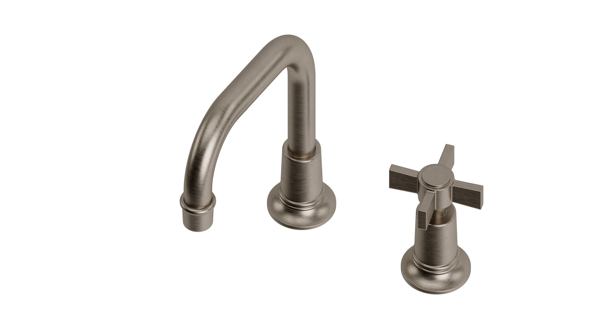 Emerson One Handle Deck Mount Squaretop Lavatory Faucet with Defined Cross Handle in Antique Nickel