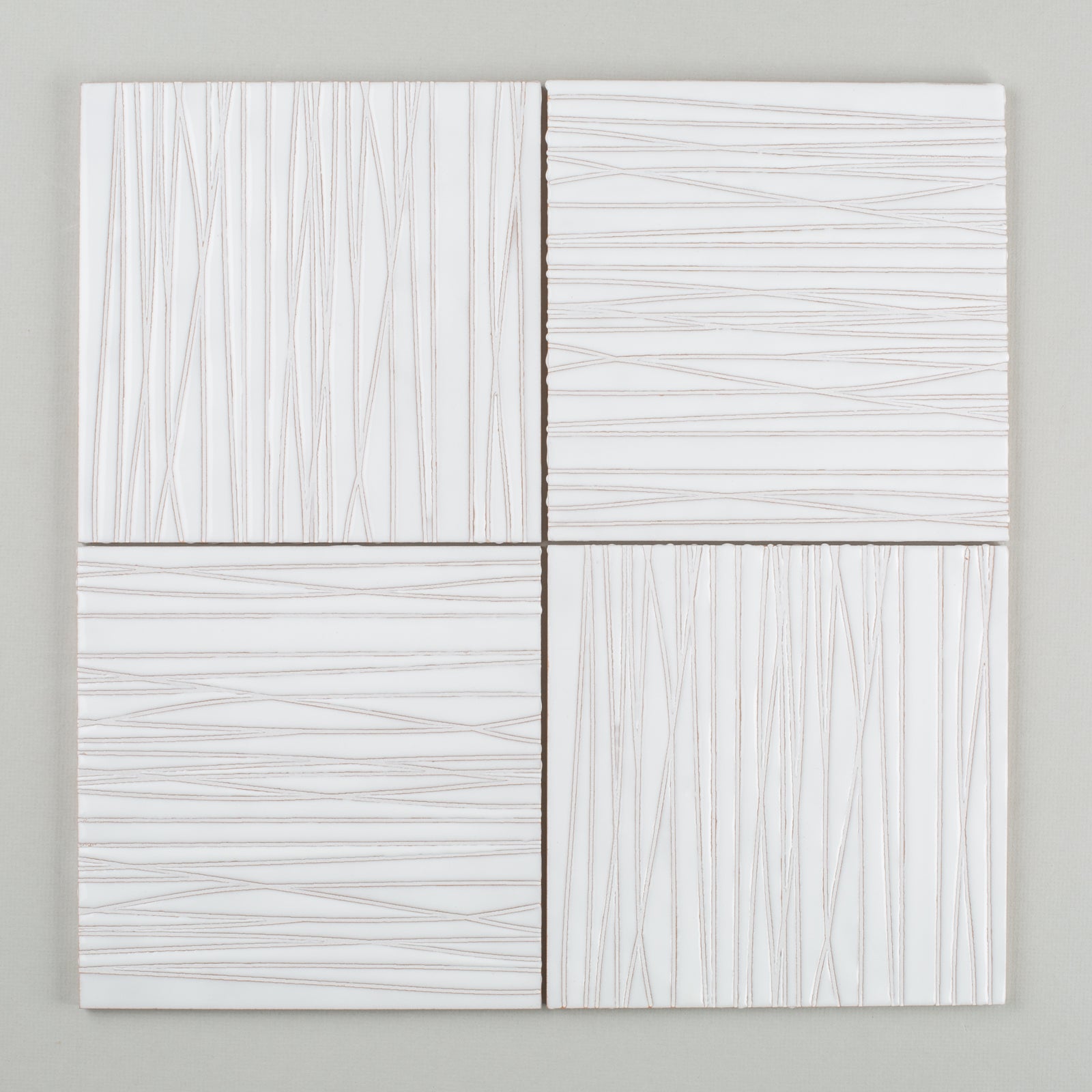 8x8 Handpainted Tile Stream in White Motif