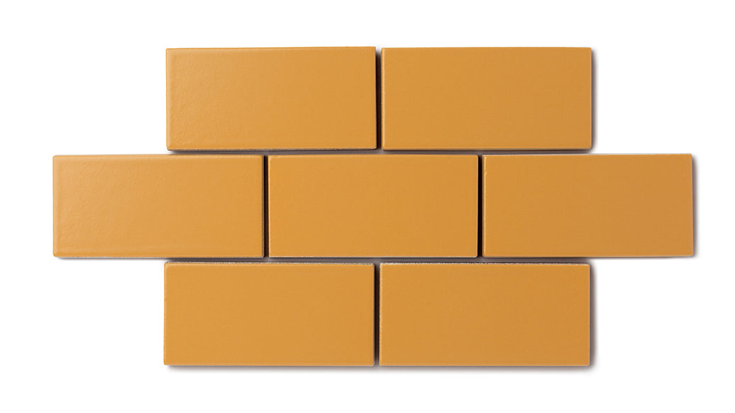 Elongated Hexagon Natural Press Ceramic Tile in Yellow Ochre Matte
