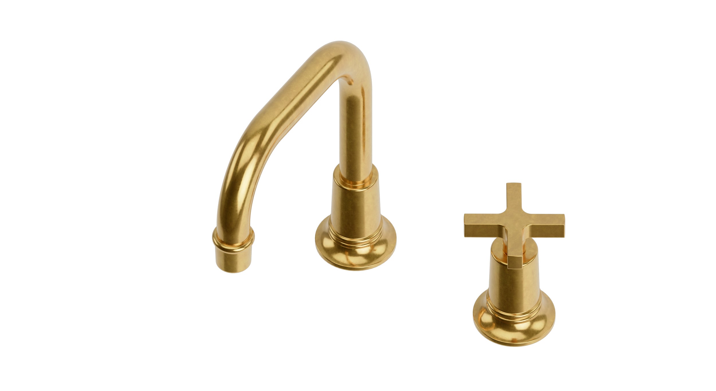 Emerson One Handle Deck Mount Squaretop Lavatory Faucet with Classic Cross Handle in French Brass