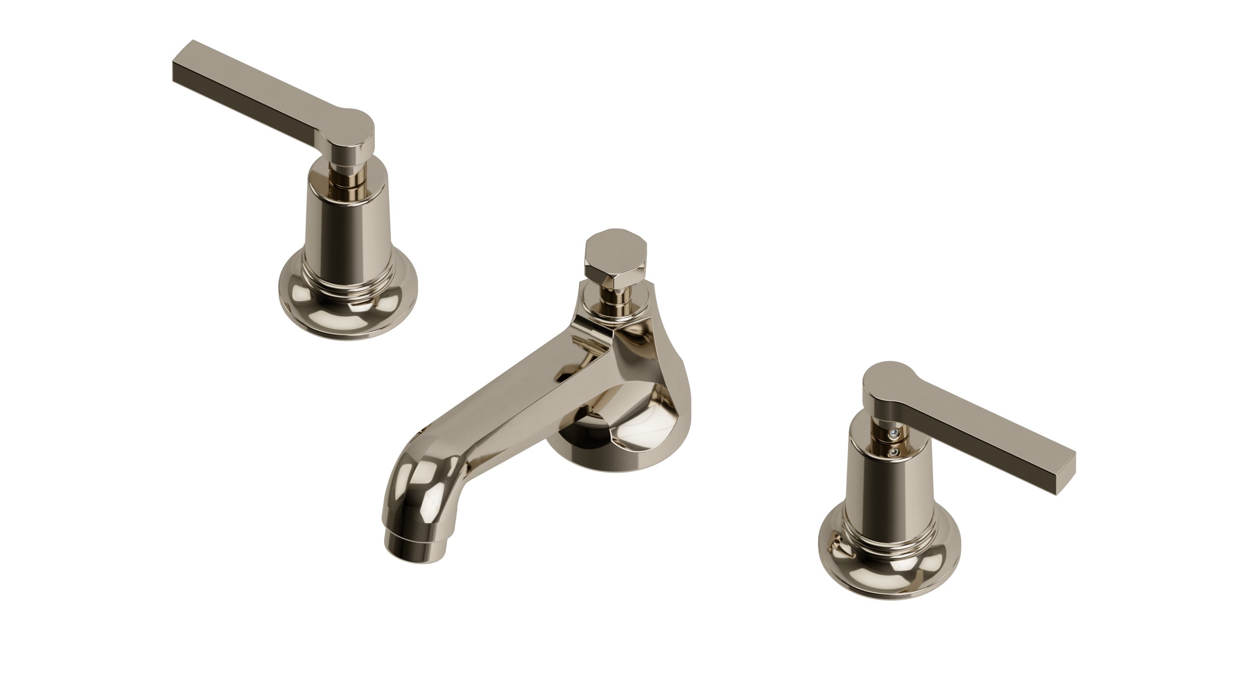 Emerson Two Handle Deck Mount Low Hexagon Lavatory Faucet with Classic Lever Handles