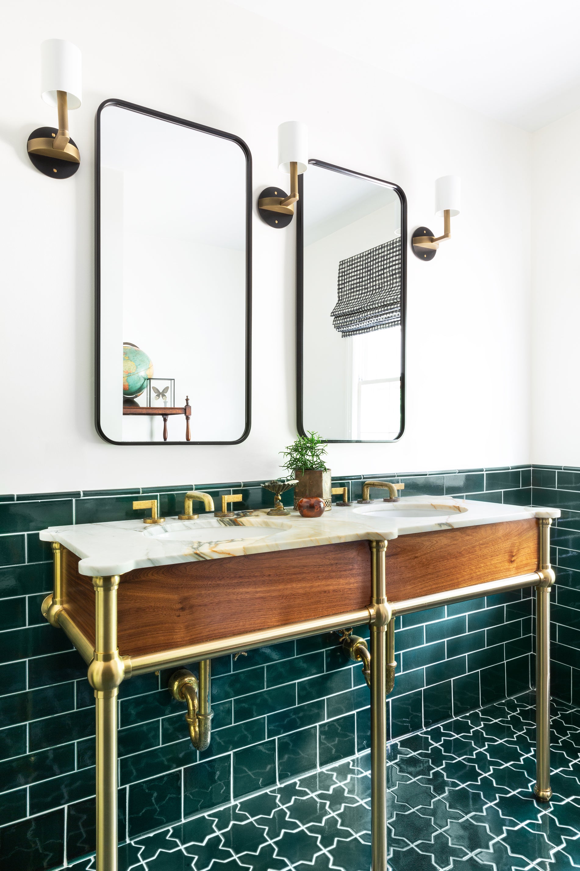 Mini Star & Cross Original Ceramic Tile in Evergreen Gloss