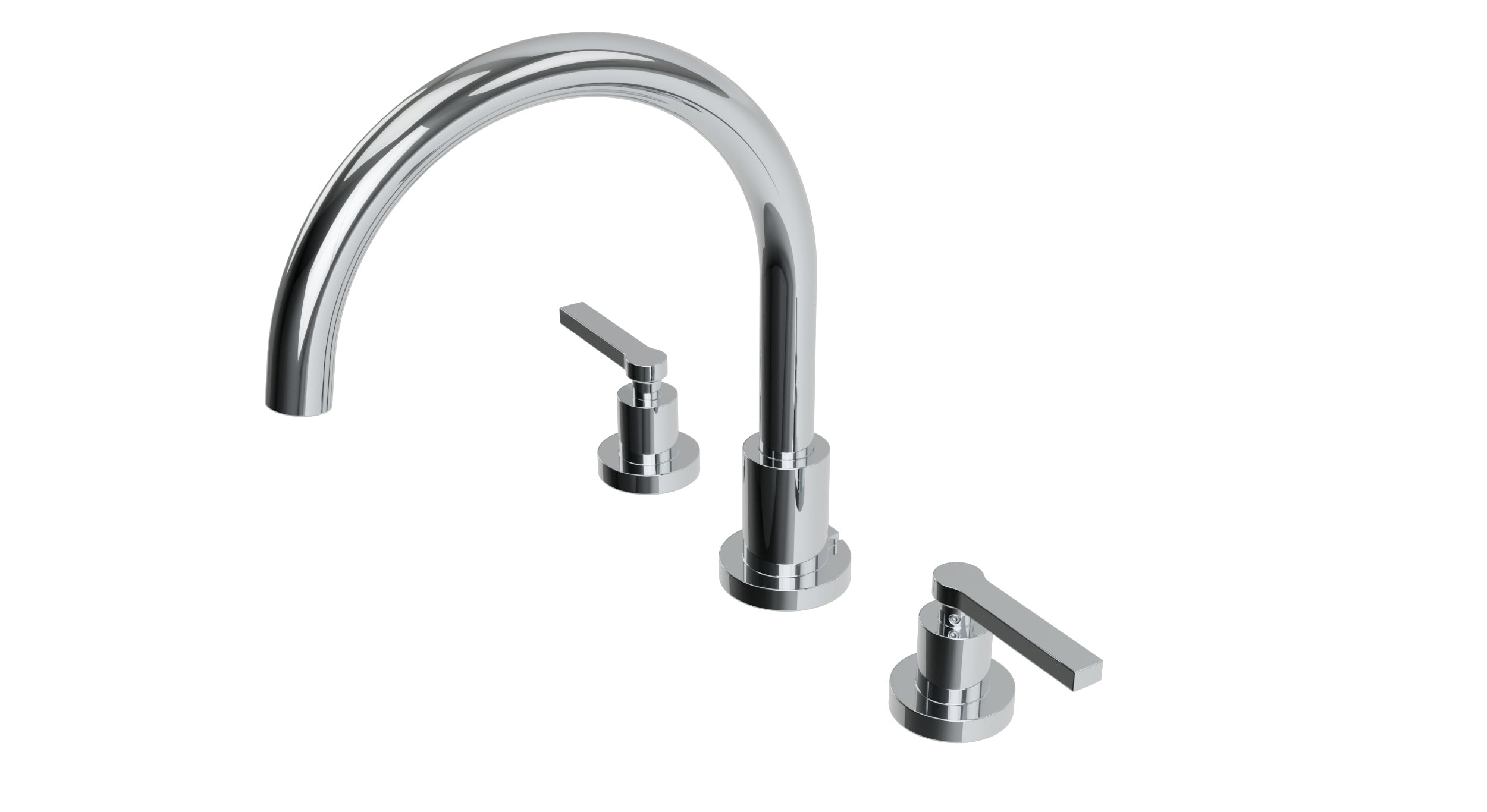Flatiron Two Handle Deck Mount Gooseneck Bath Trim with Linear Lever Handles