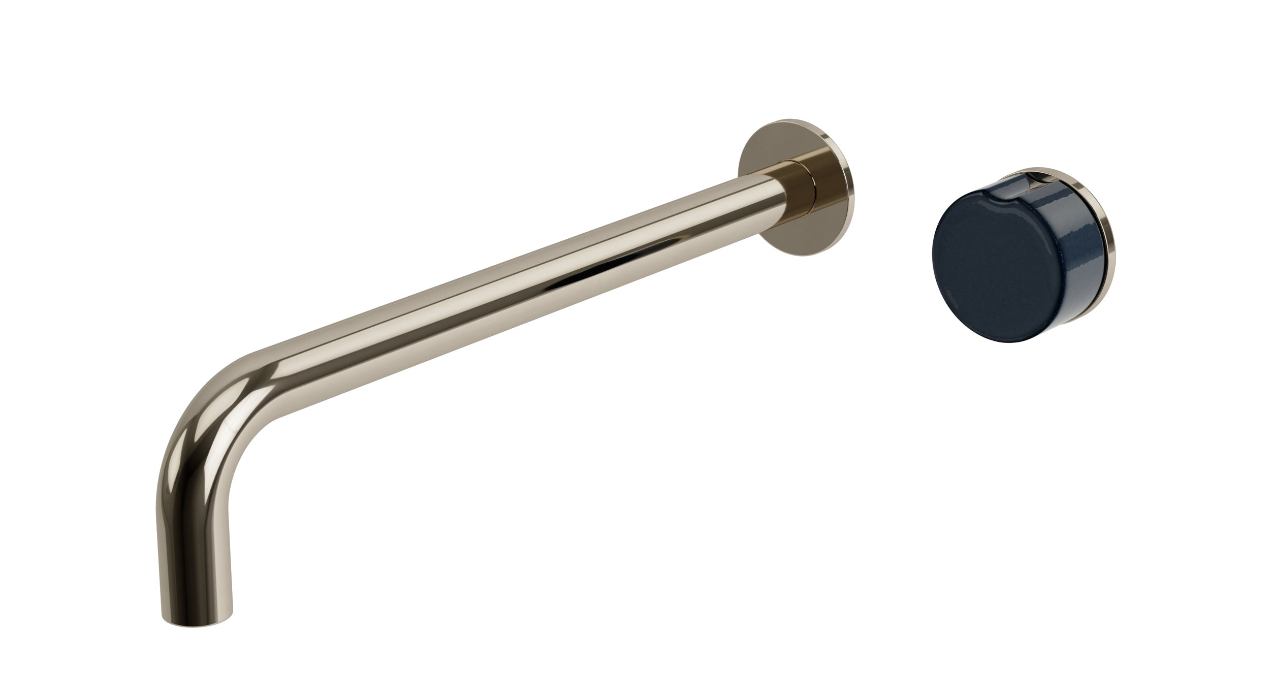 Foundry One Handle Wall Mount 12" Lavatory Faucet with Pebble Ceramic Knob Handle in Polished Nickel