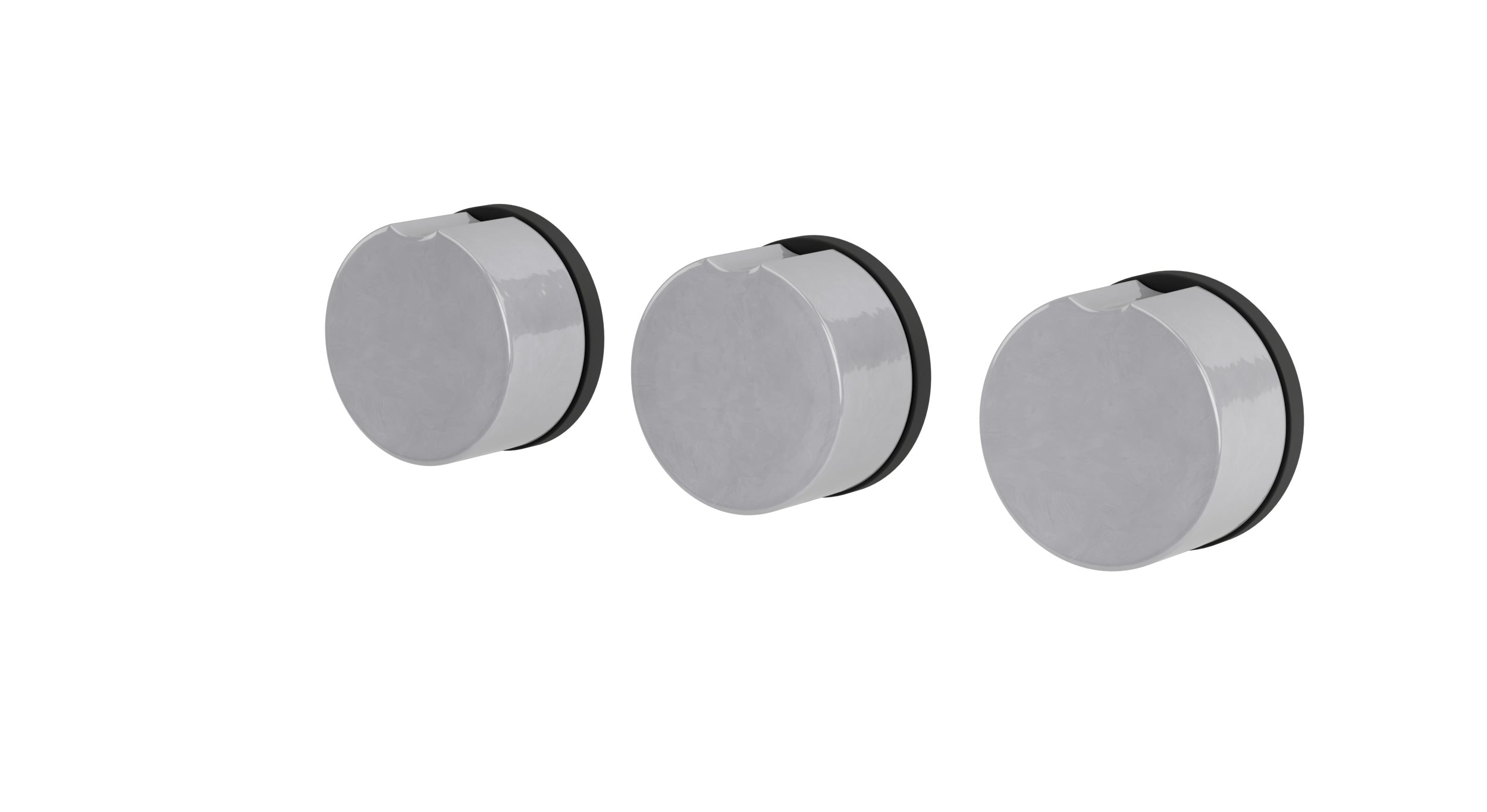 Foundry Three Handle Wall Mount Bath Trim with Diverter/Volume Control and Groove Ceramic Knob Handles in Matte Black