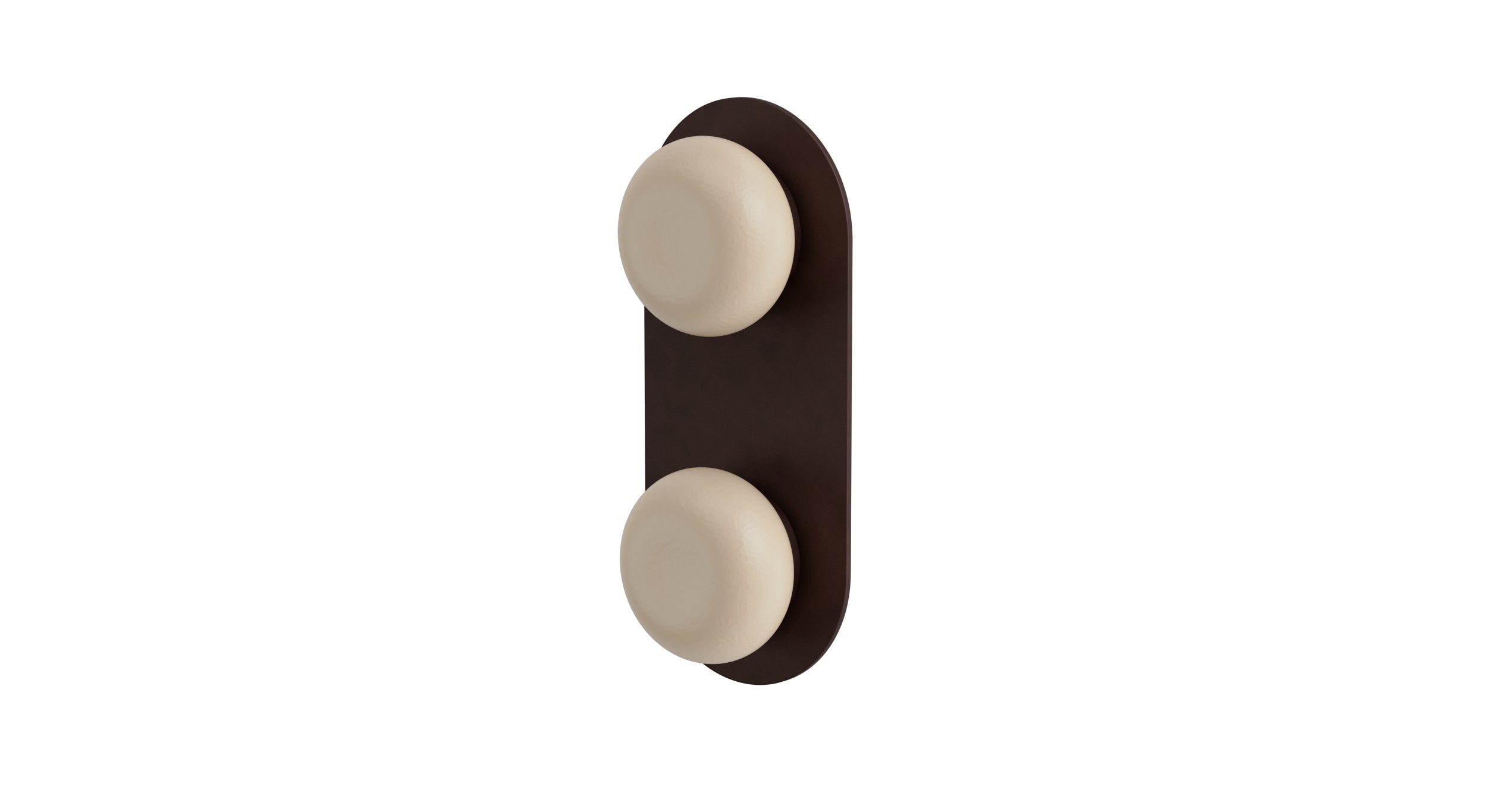 Foundry Two Handle Wall Mount Shower Trim with Pebble Ceramic Knob Handles in Architectural Copper