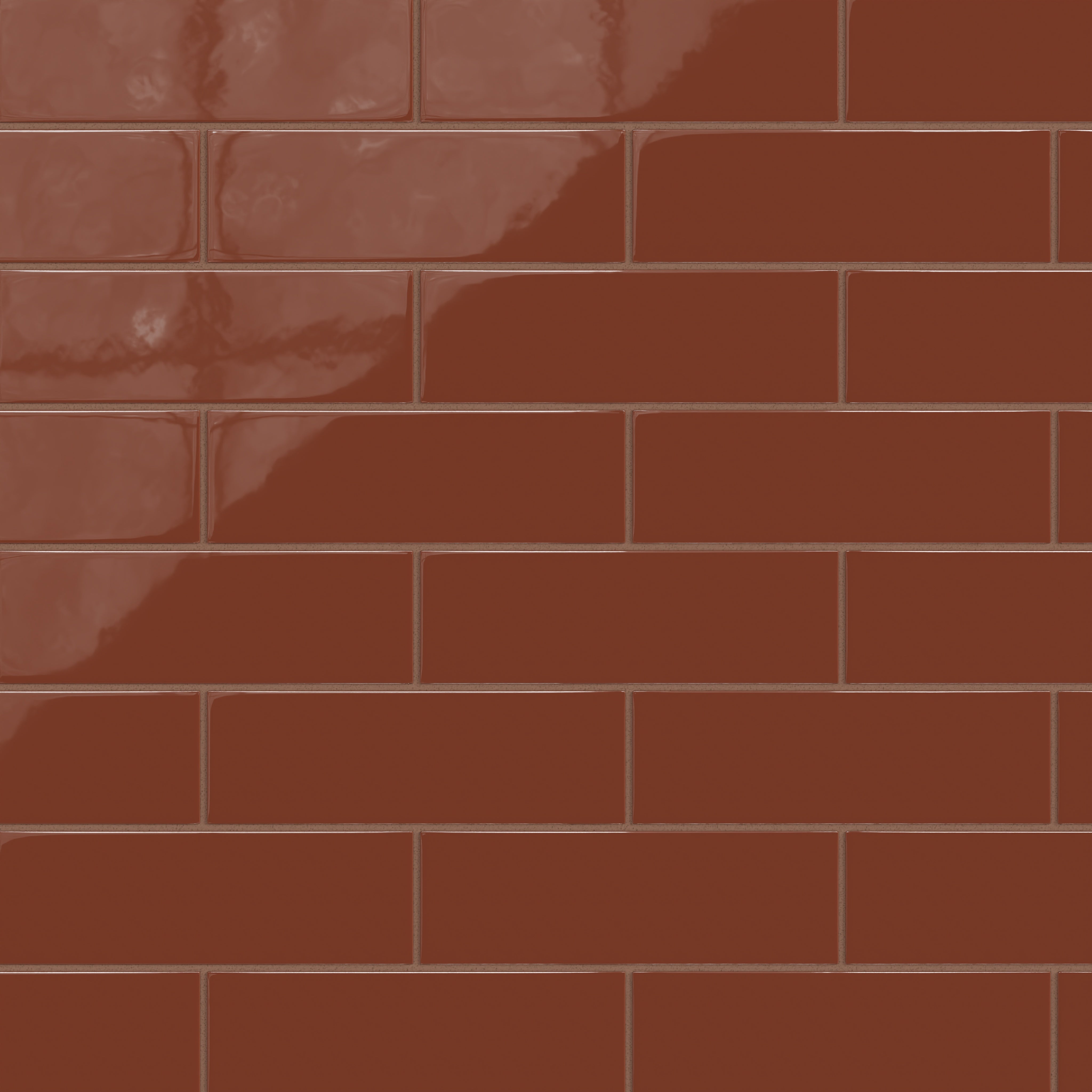 3x9 Natural Press Ceramic Tile in Red Iron Oxide Gloss