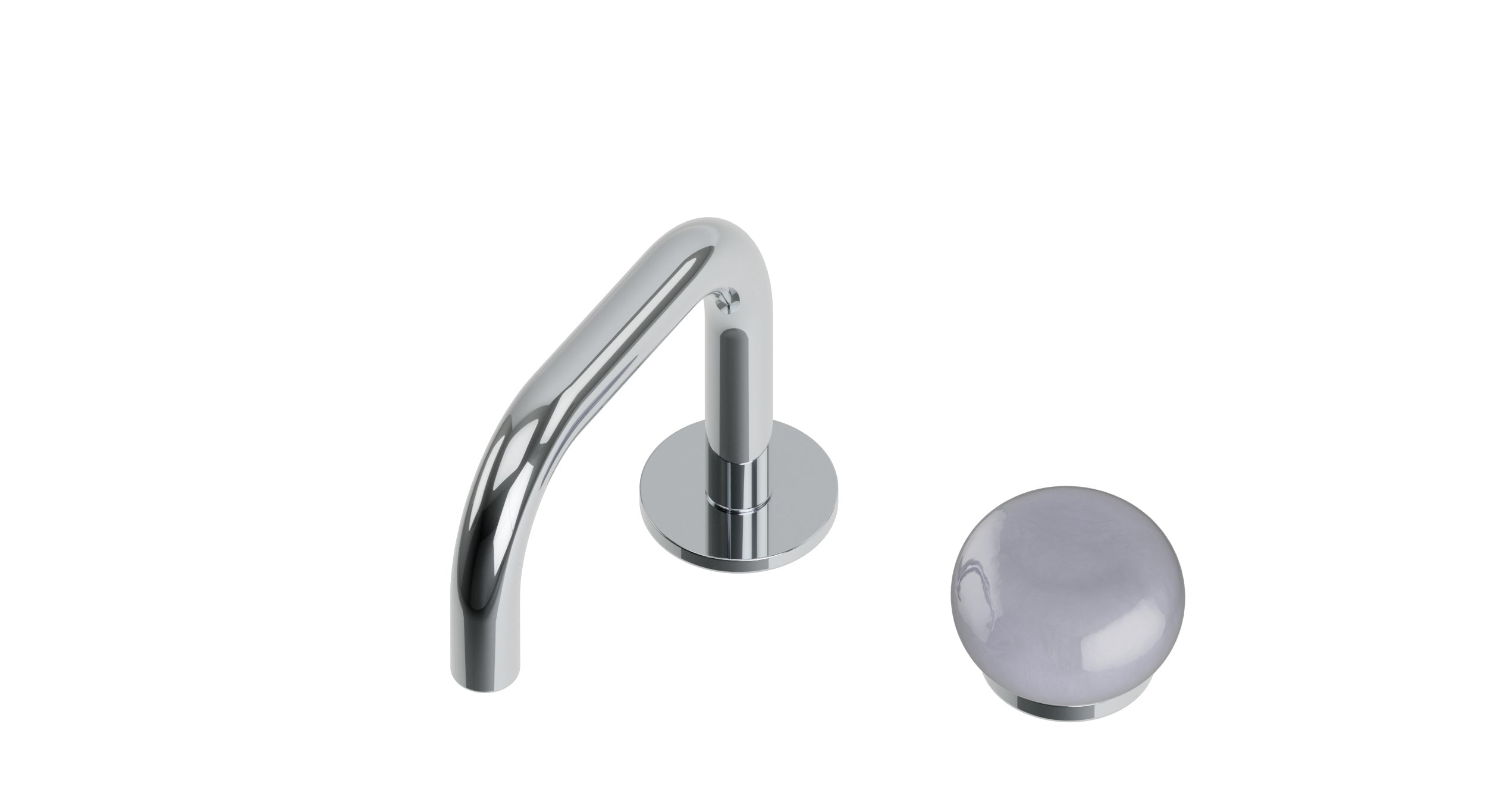 Foundry One Handle Deck Mount Squaretop Lavatory Faucet with Pebble Ceramic Knob Handle in Polished Chrome
