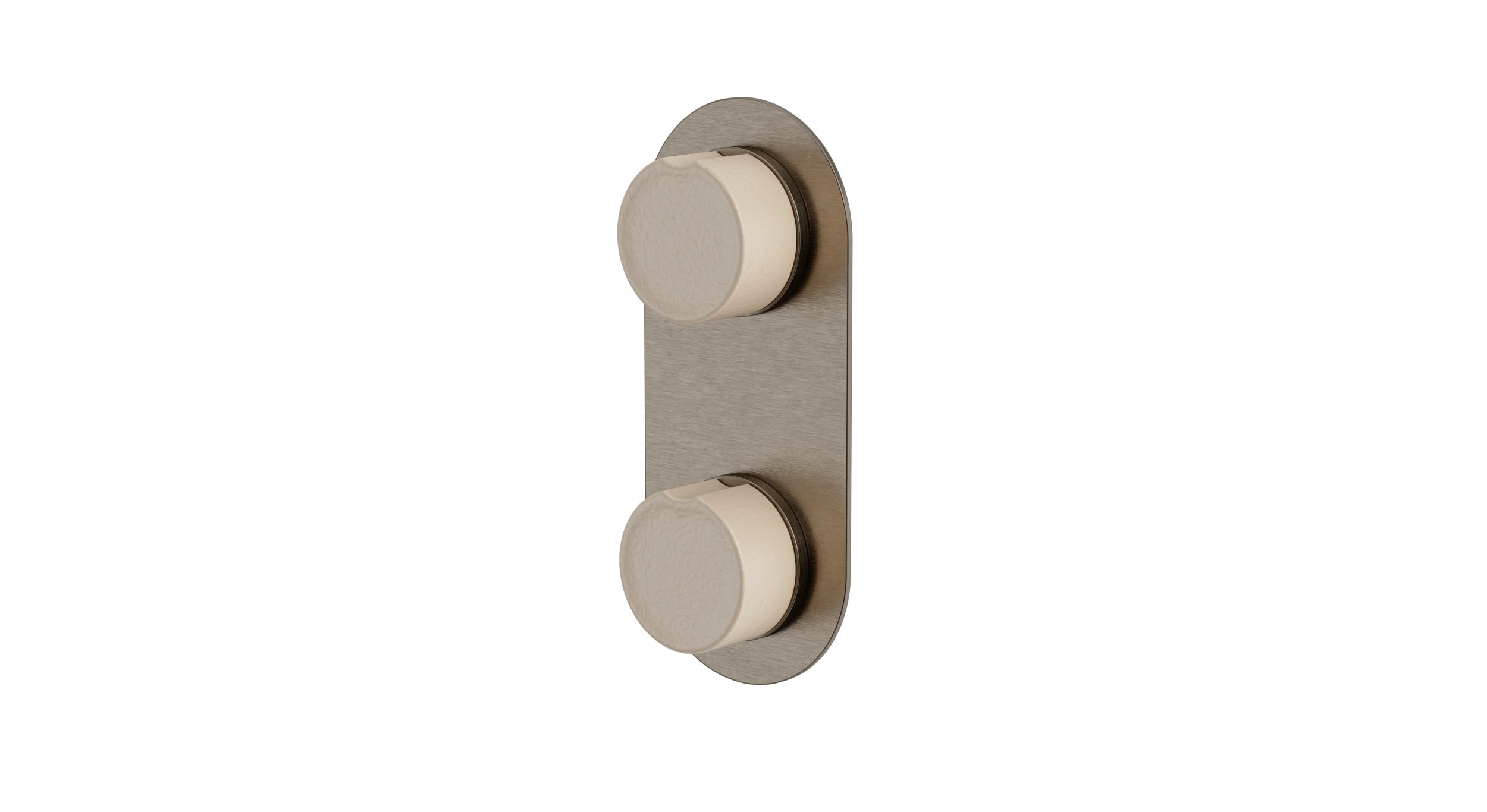 Foundry Two Handle Wall Mount Shower Trim with Groove Ceramic Knob Handles in Antique Nickel