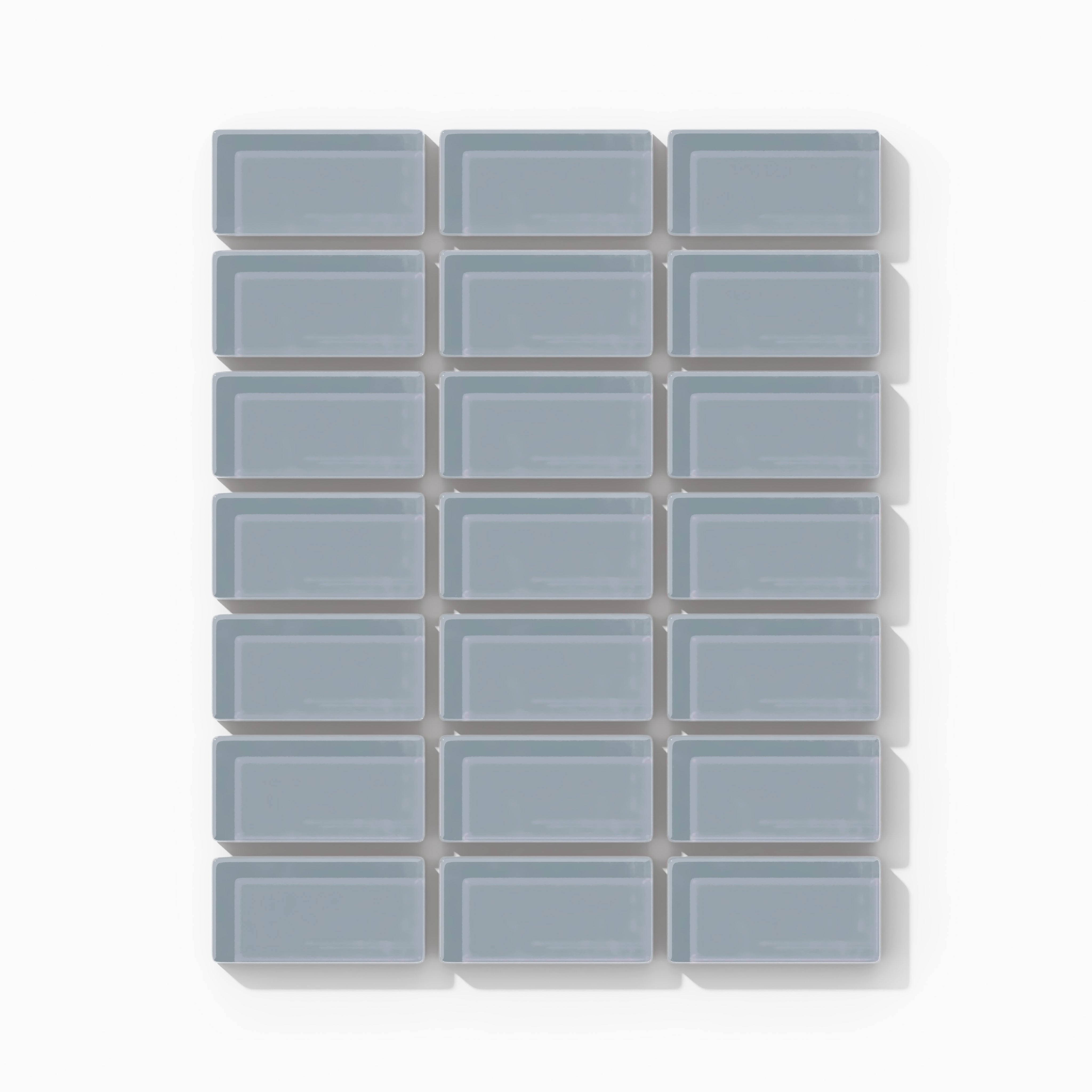 1x2 Straight Set Sheeted Glass Mosaic Tile in Pinyon Jay Gloss