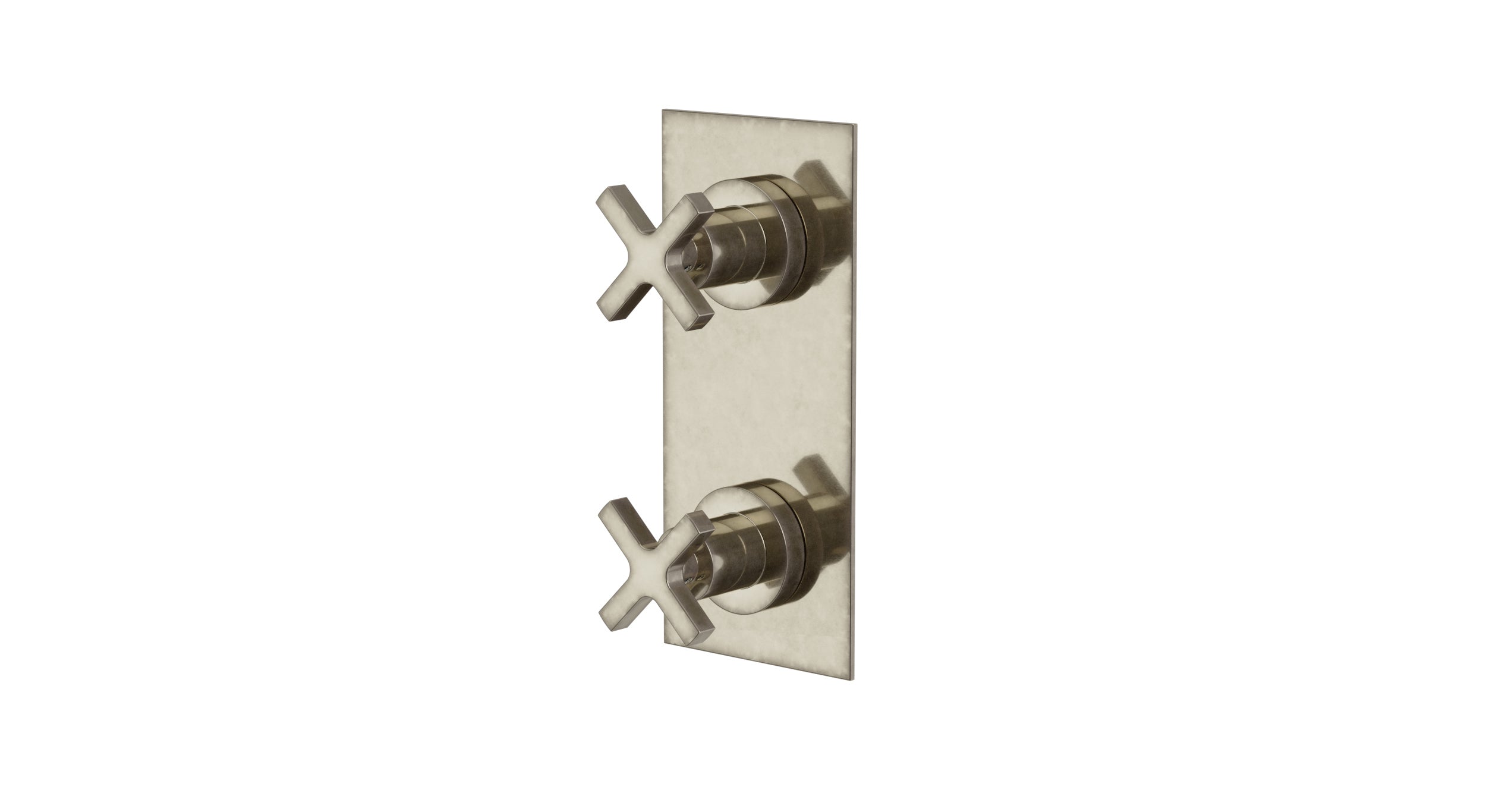 Flatiron Two Handle Wall Mount Shower Trim with Linear Cross Handles in French Nickel