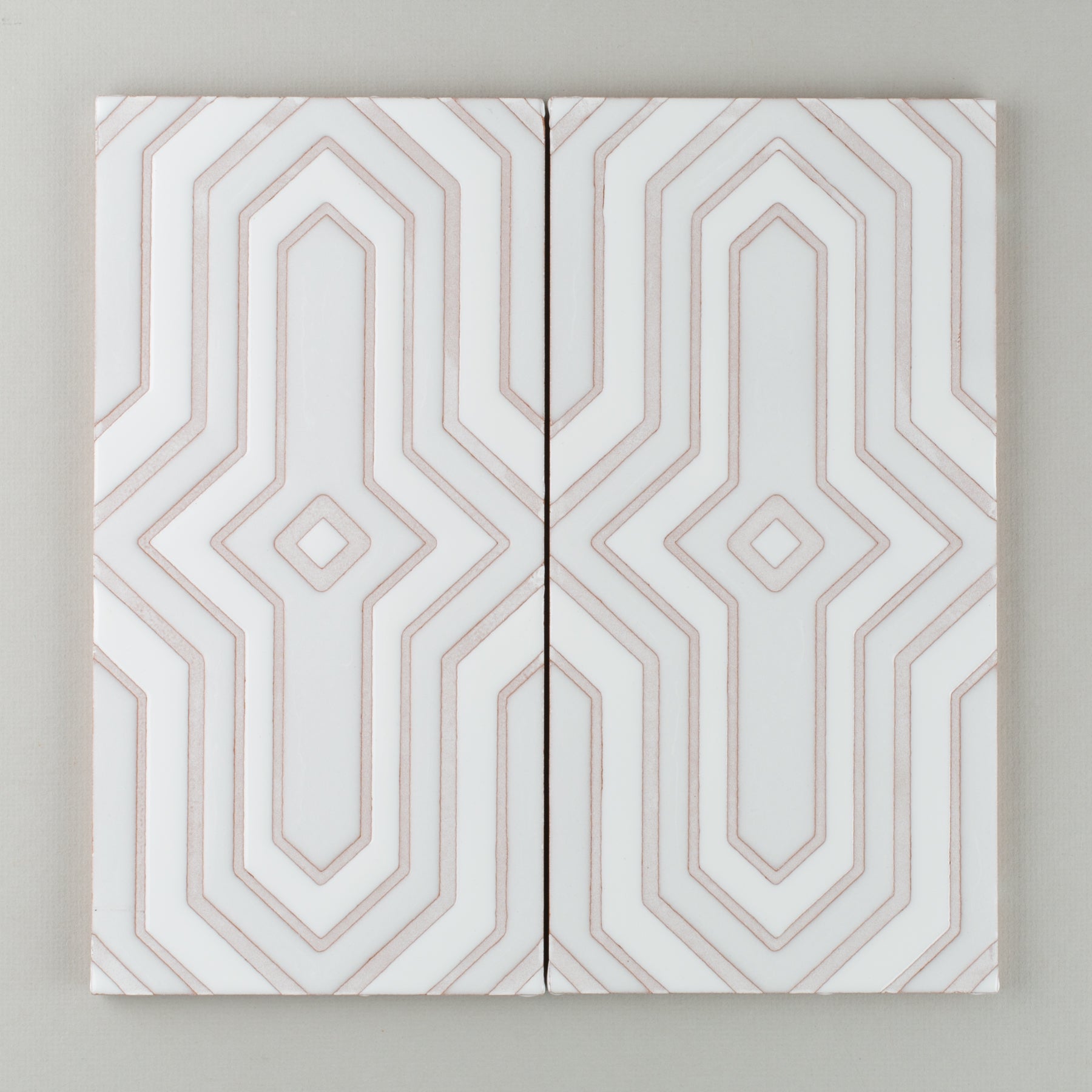6x12 Handpainted Tile Mazagan in White Motif