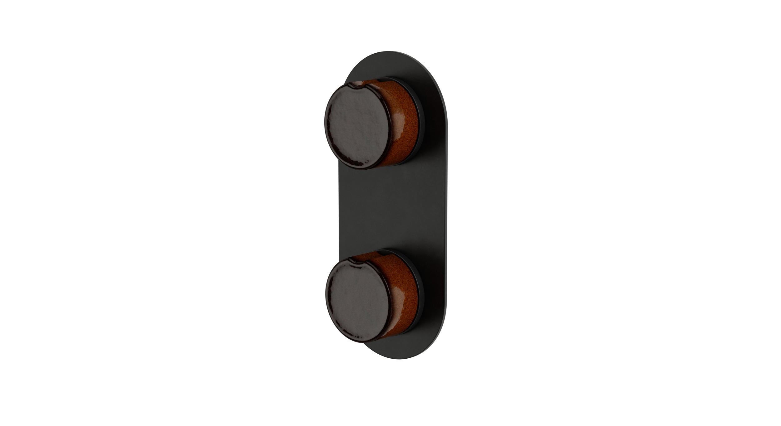 Foundry Two Handle Wall Mount Shower Trim with Groove Ceramic Knob Handles in Oil Rubbed Bronze