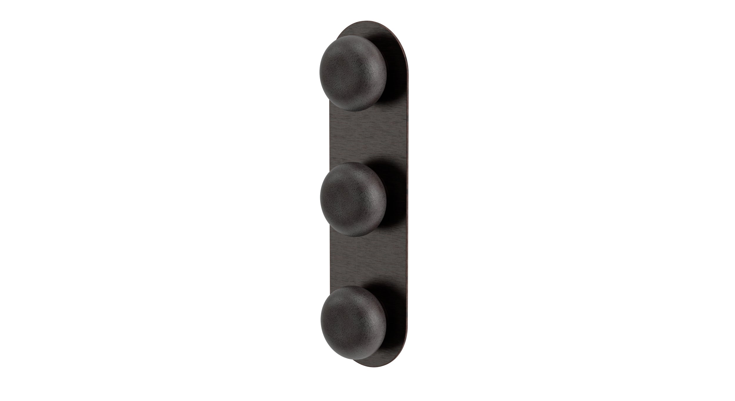 Foundry Three Handle Wall Mount Shower Trim with Pebble Ceramic Knob Handles in Antique Bronze