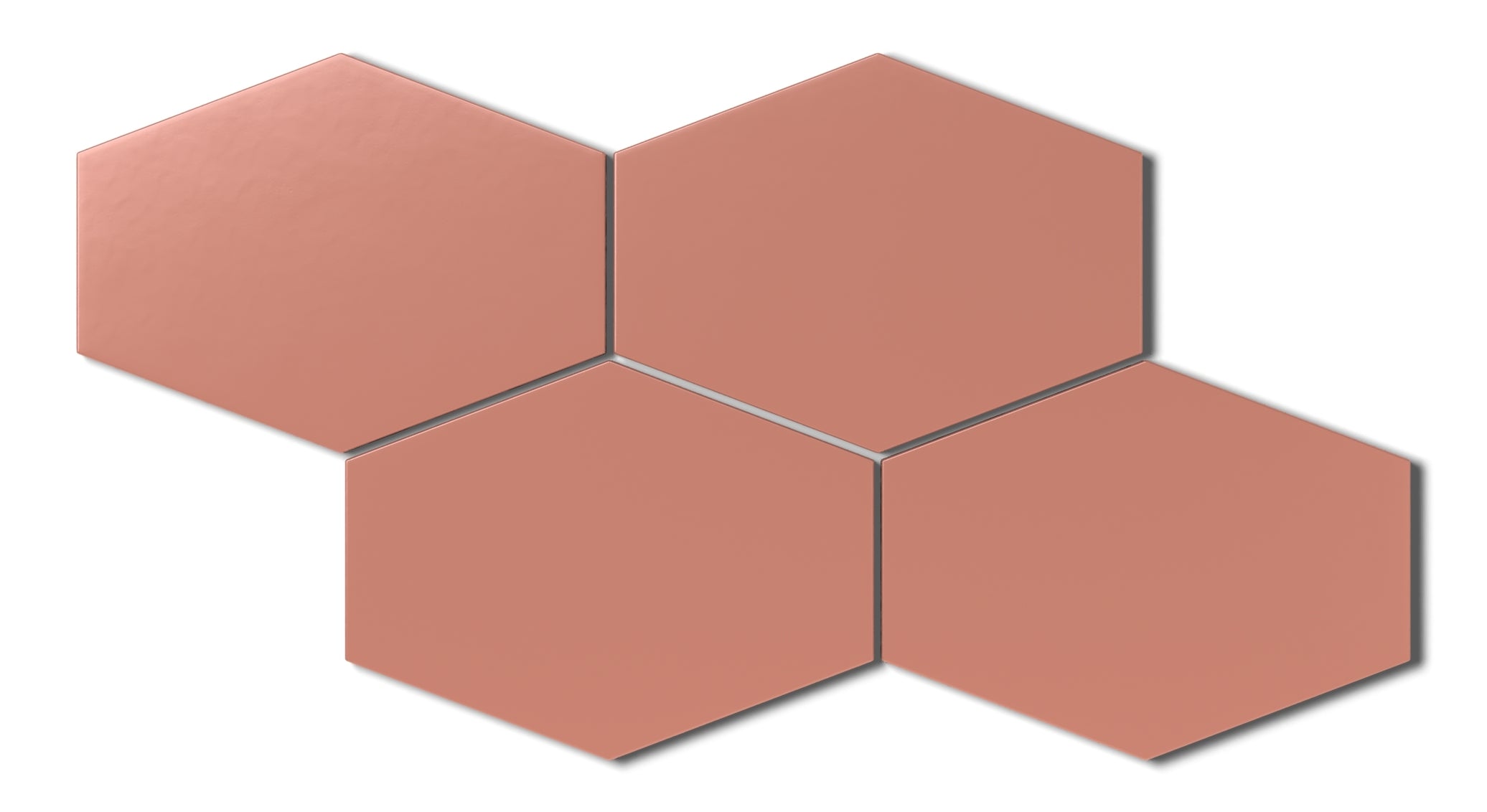 Elongated Hexagon Natural Press Ceramic Tile in Madder Red Matte