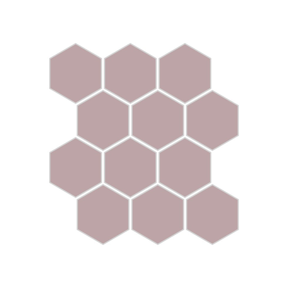 2" Hexagon Sheeted Original Ceramic Mosaic Tile in Painted Sky Matte