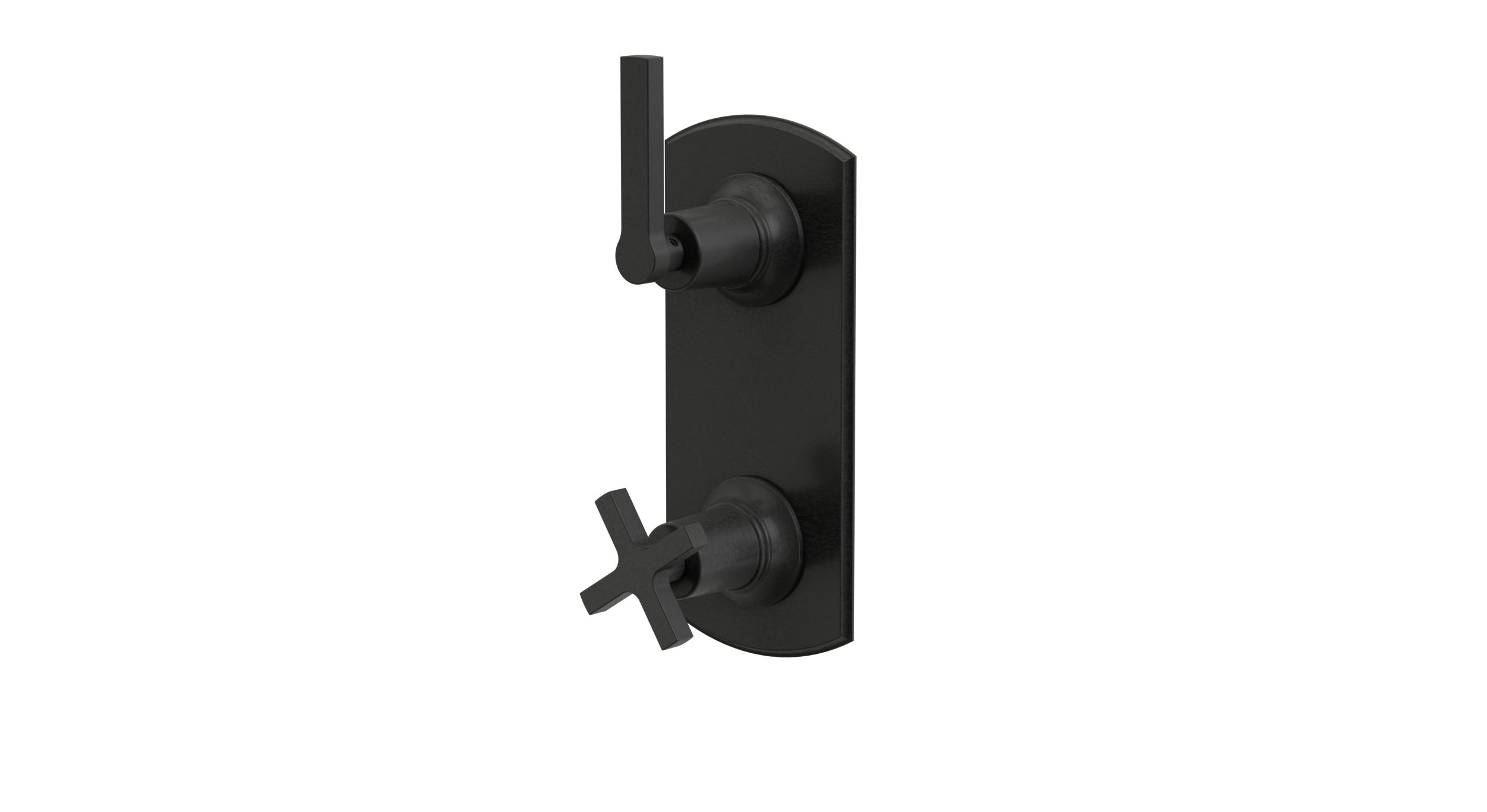 Emerson Two Handle Wall Mount Shower Trim with Classic Cross/Classic Lever Handles in Blackened Nickel
