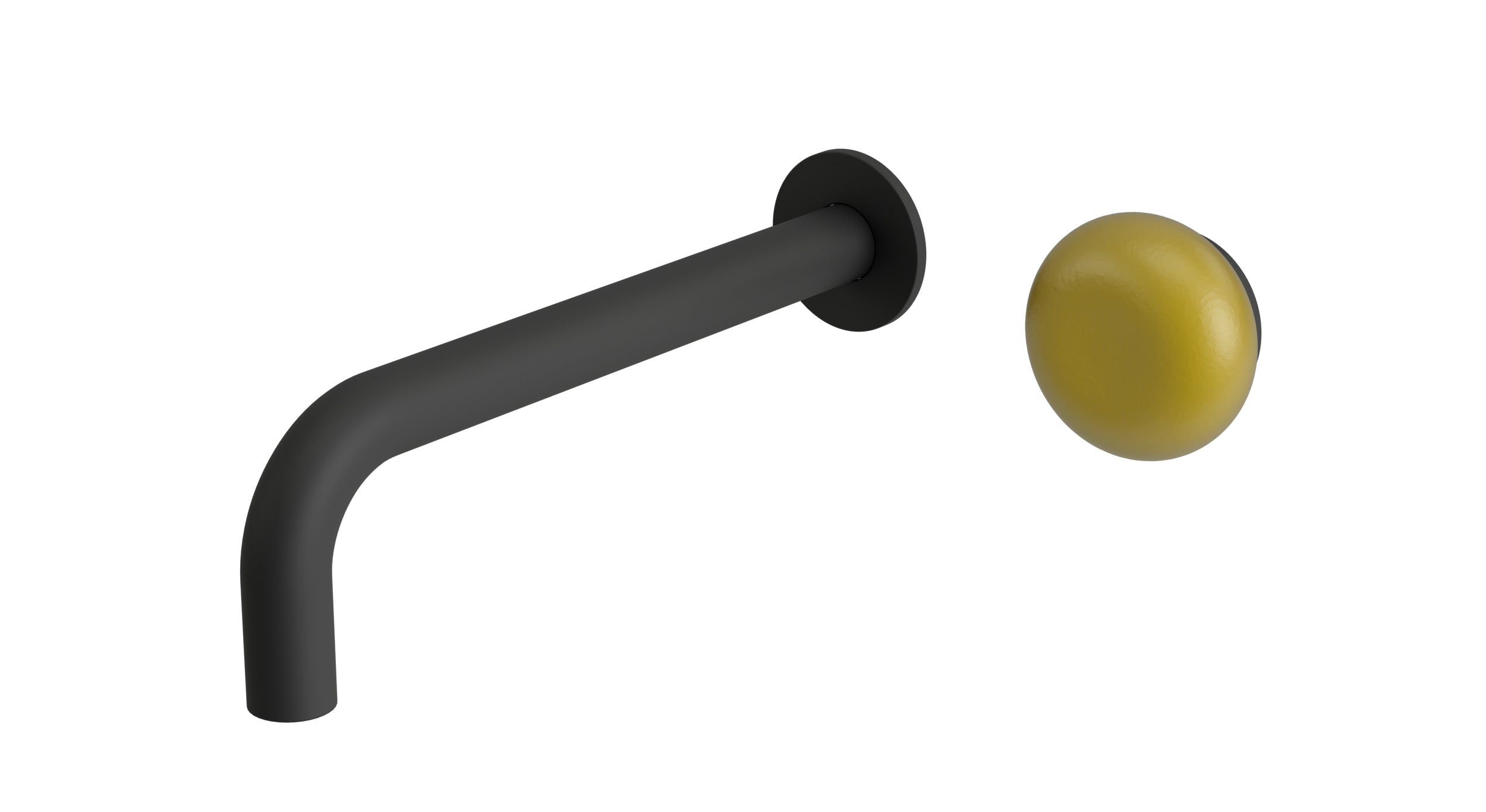 Foundry One Handle Wall Mount 7.5" Lavatory Faucet with Pebble Ceramic Knob Handle in Matte Black