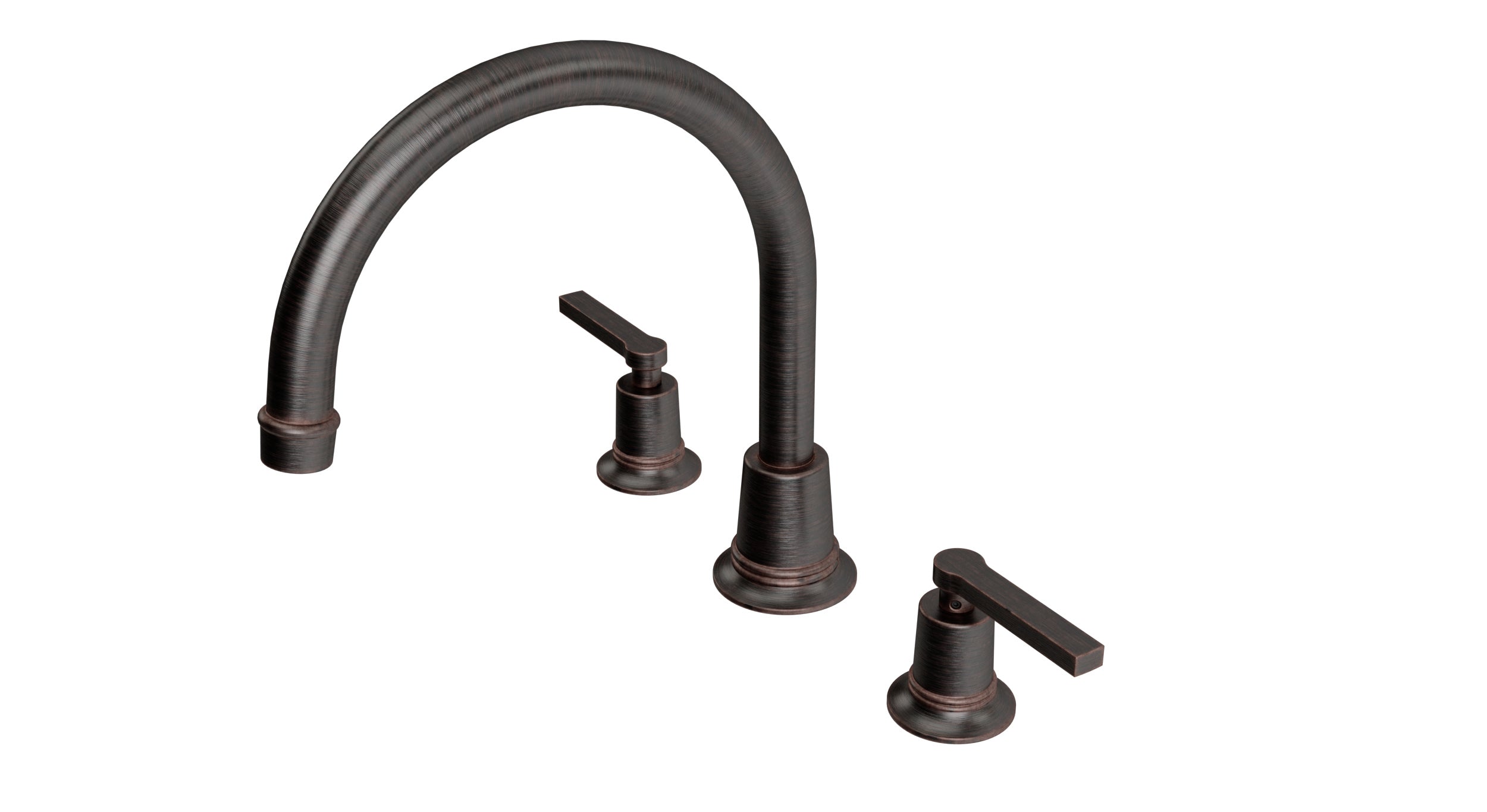Emerson Two Handle Deck Mount Gooseneck Bath Trim with Classic Lever Handles in Antique Bronze
