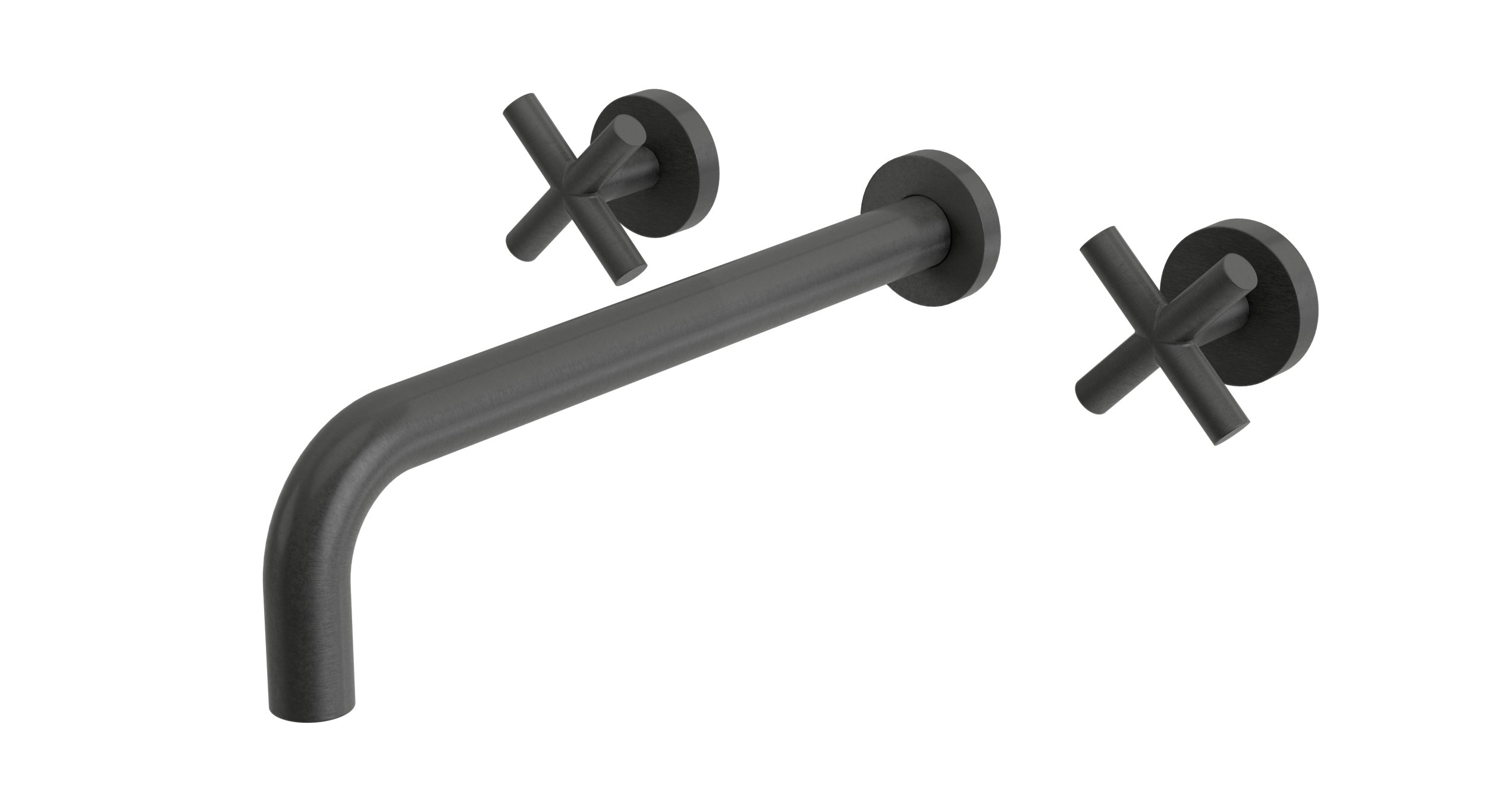 Contour Two Handle Wall Mount 12" Lavatory Faucet with Soft Cross Handles in Blackened Nickel
