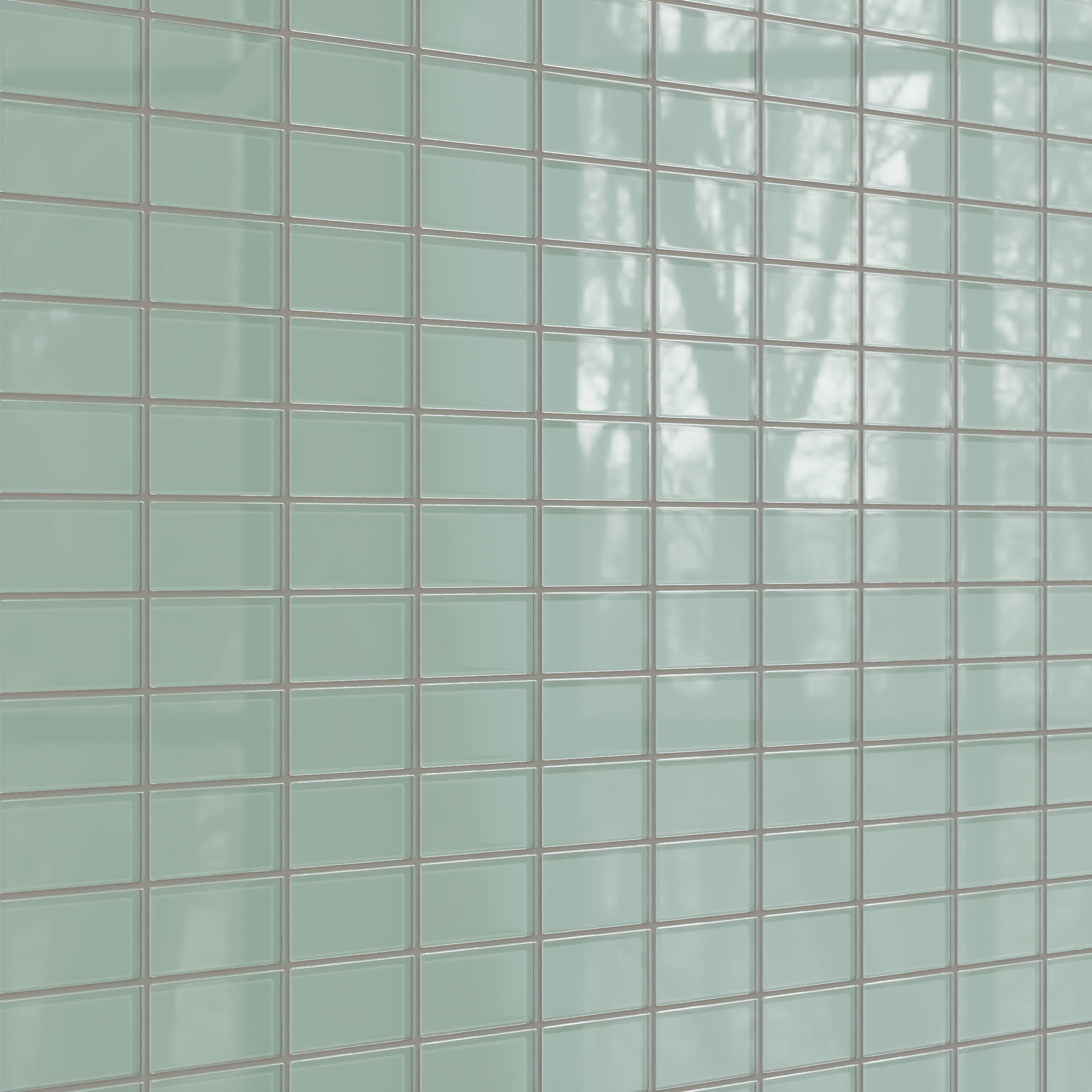 2x4 Straight Set Sheeted Glass Mosaic Tile in Kingfisher Gloss