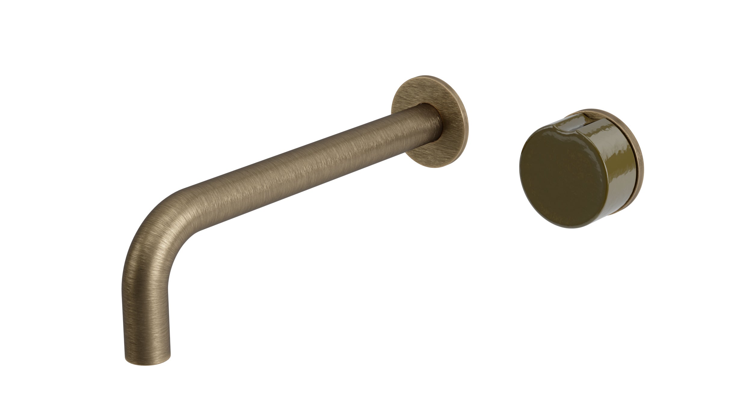 Foundry One Handle Wall Mount 7.5" Lavatory Faucet with Groove Ceramic Knob Handle in Antique Brass