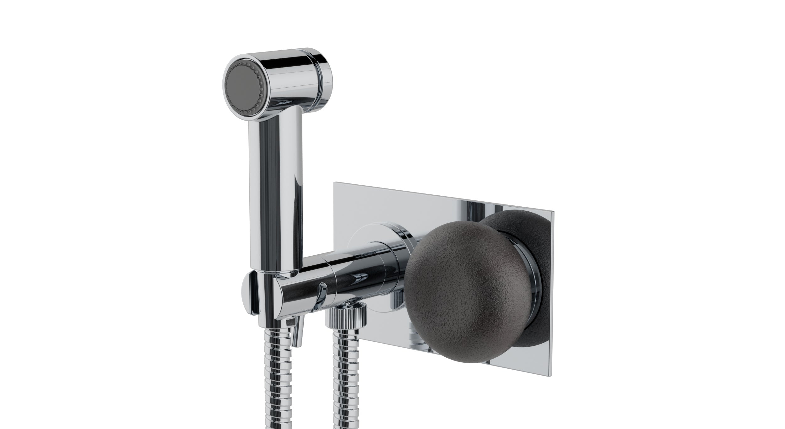 Foundry One Handle Wall Mount Bidet Trim with Pebble Ceramic Knob Handle in Polished Chrome