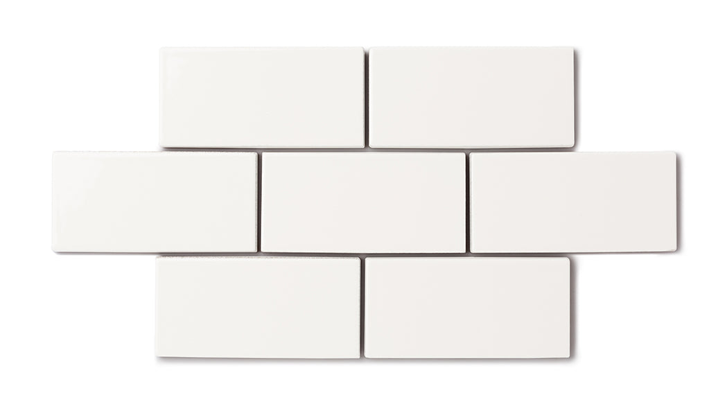 2x2 Straight Set Sheeted Natural Press Ceramic Mosaic Tile in Flake White Gloss